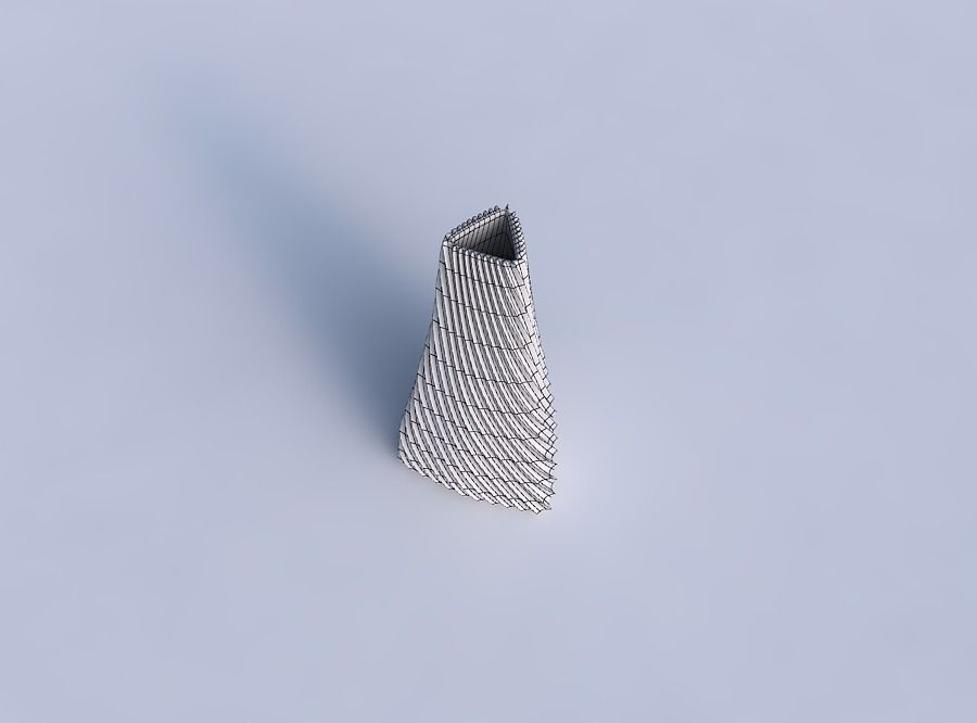 Vase puffy tipped triangle with bent extruded lines 3D print model_6