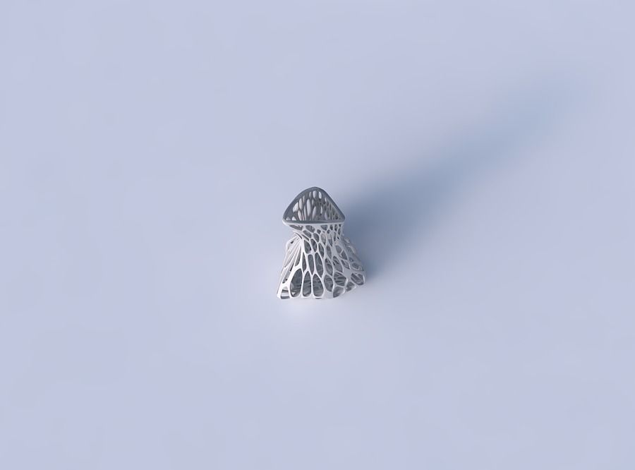 Vase puffy tappered triangle with twisted organic lattice 3D print model_2