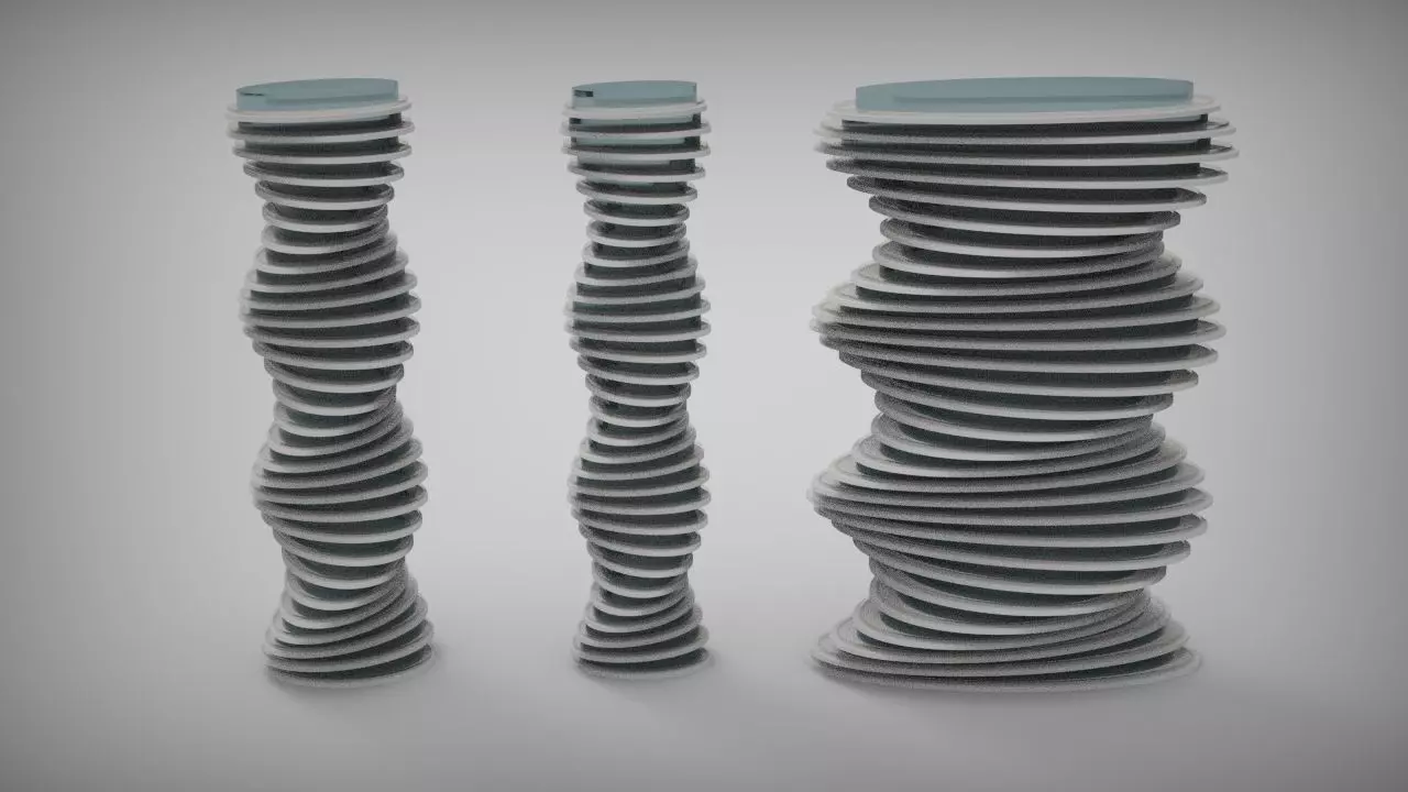 Twisted and Parametric design form of Tower 3D model_0