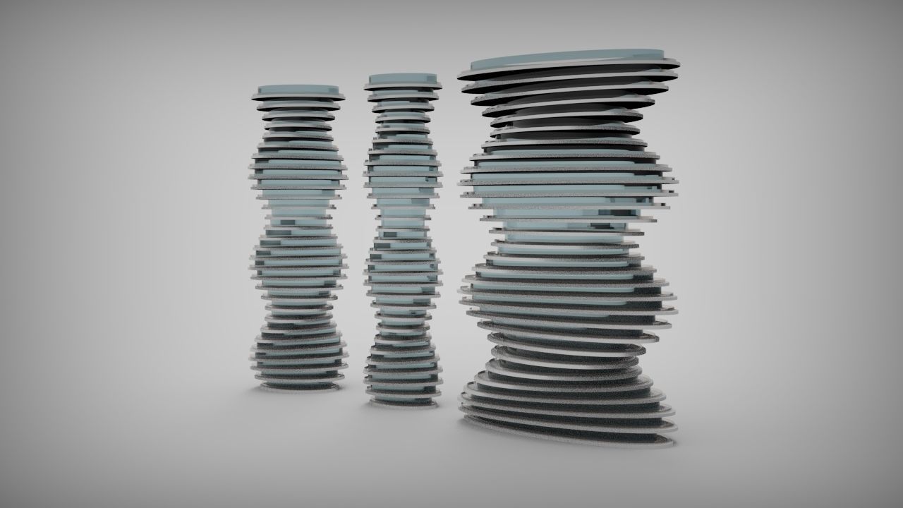 Twisted and Parametric design form of Tower 3D model_1