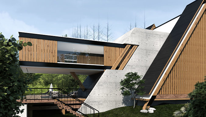 Forest House 02 - villa 3D model 3D model 4