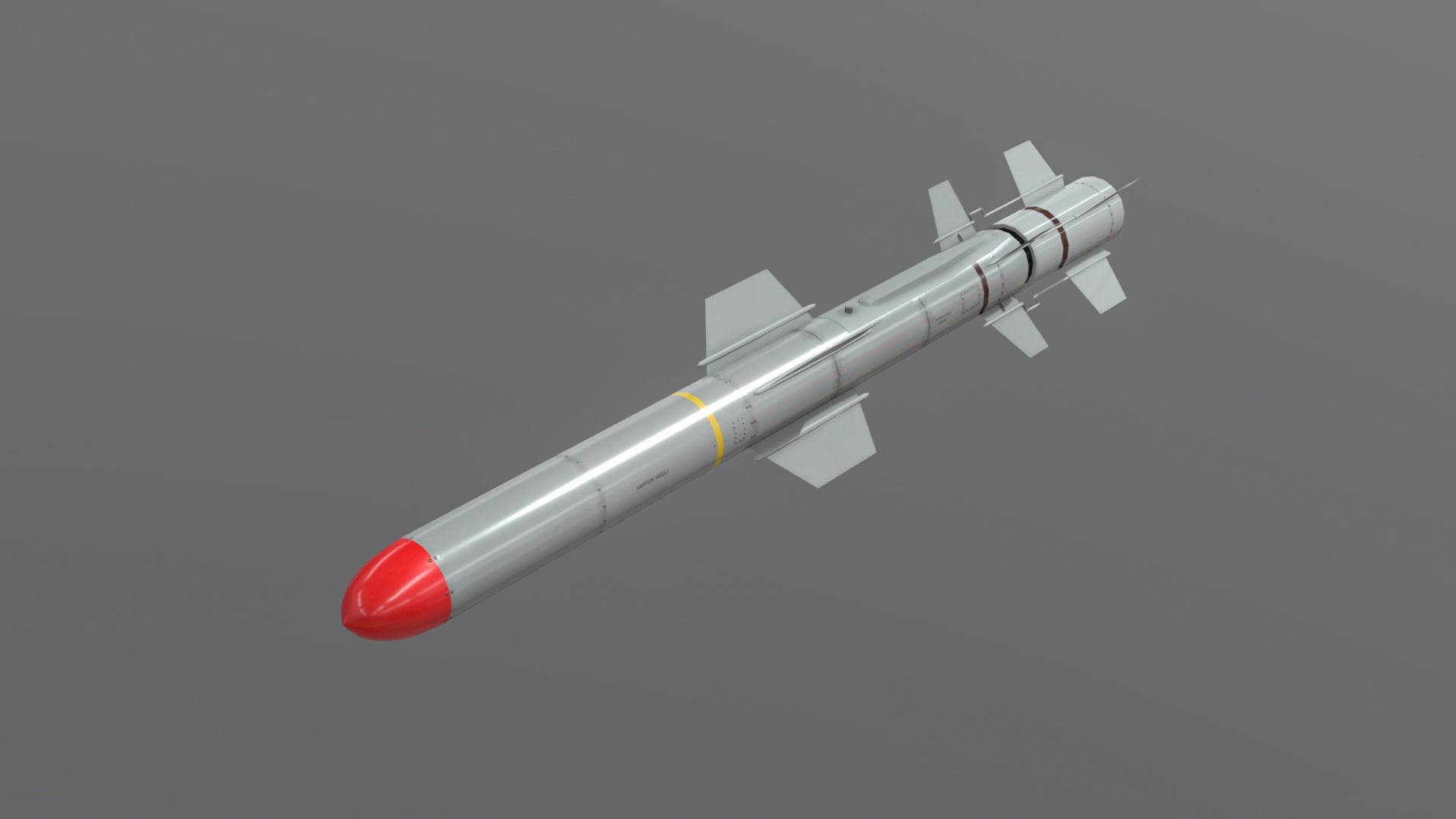 RGM UGM-84D Harpoon Anti-Ship Missile Low-poly 3D model_1