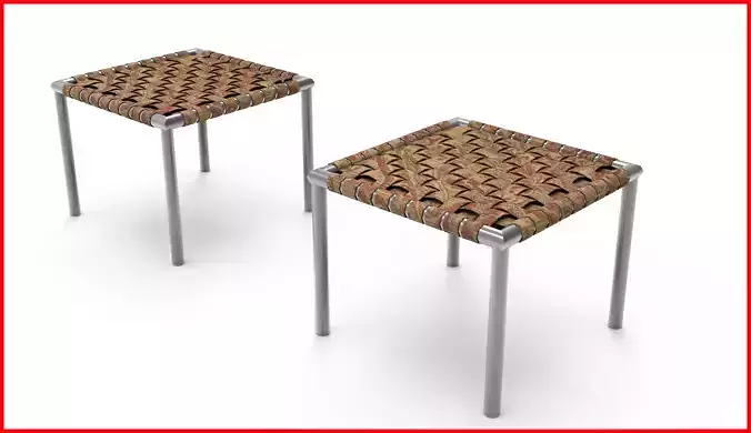 Stool made of cork and metal Low-poly 3D model