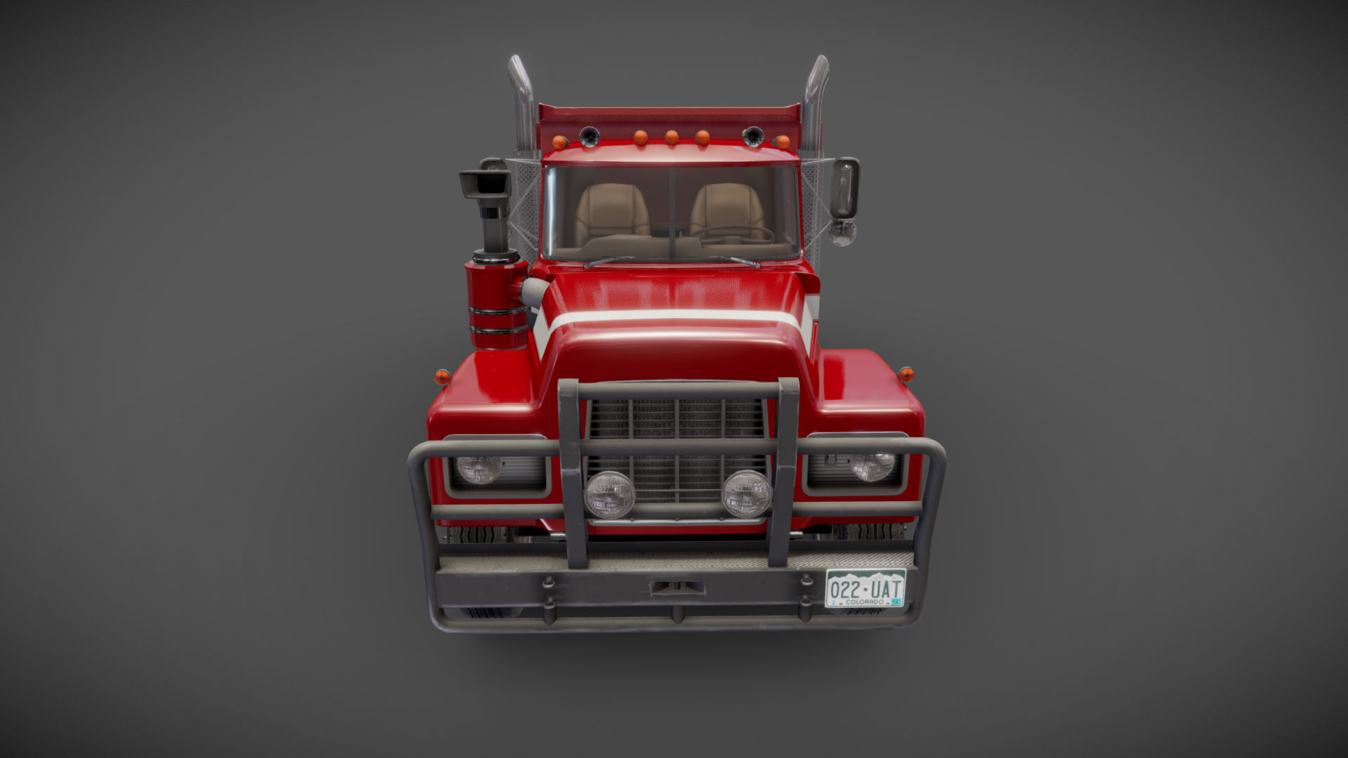 80s Industrial dump truck Low-poly 3D model_21