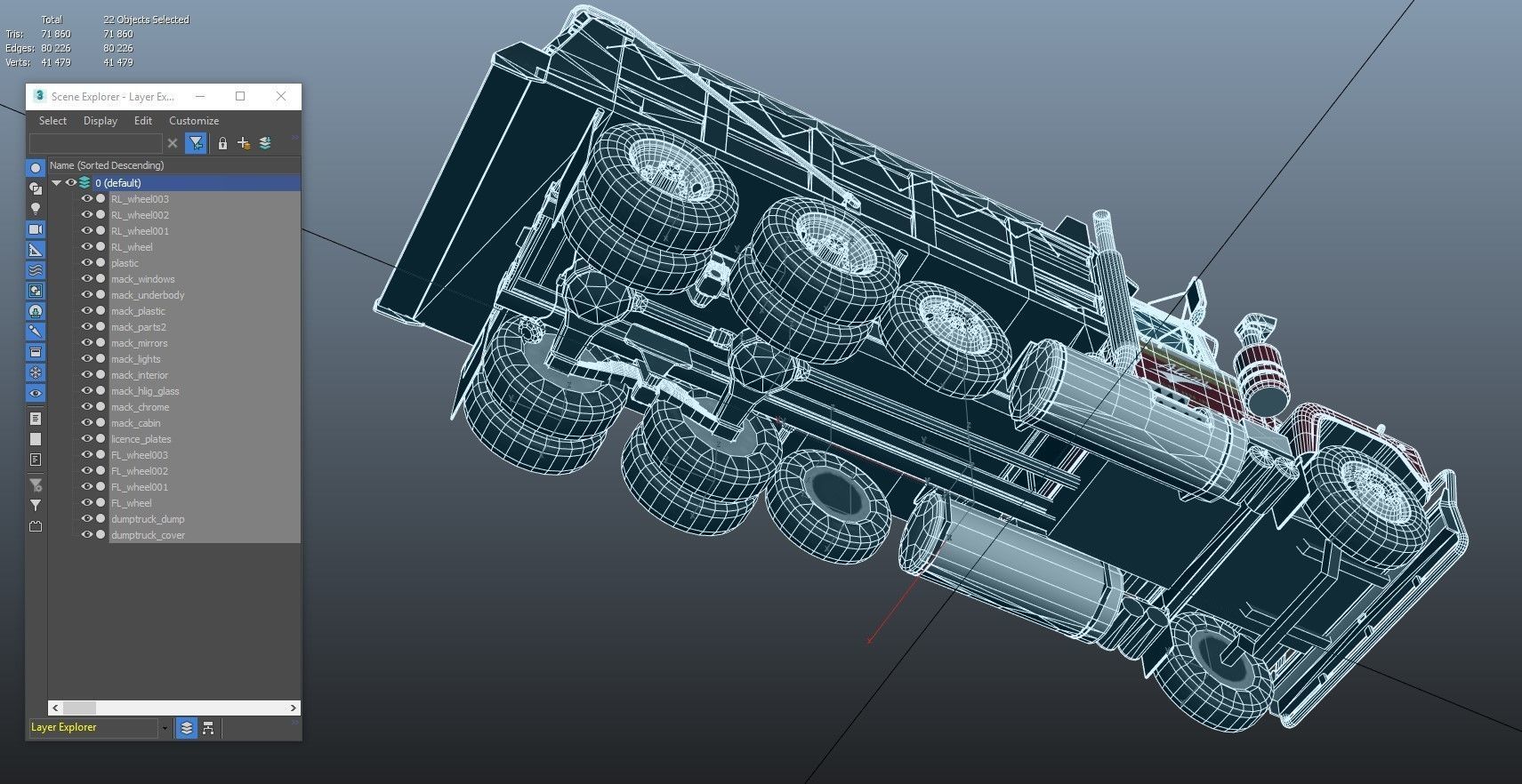 80s Industrial dump truck Low-poly 3D model_41