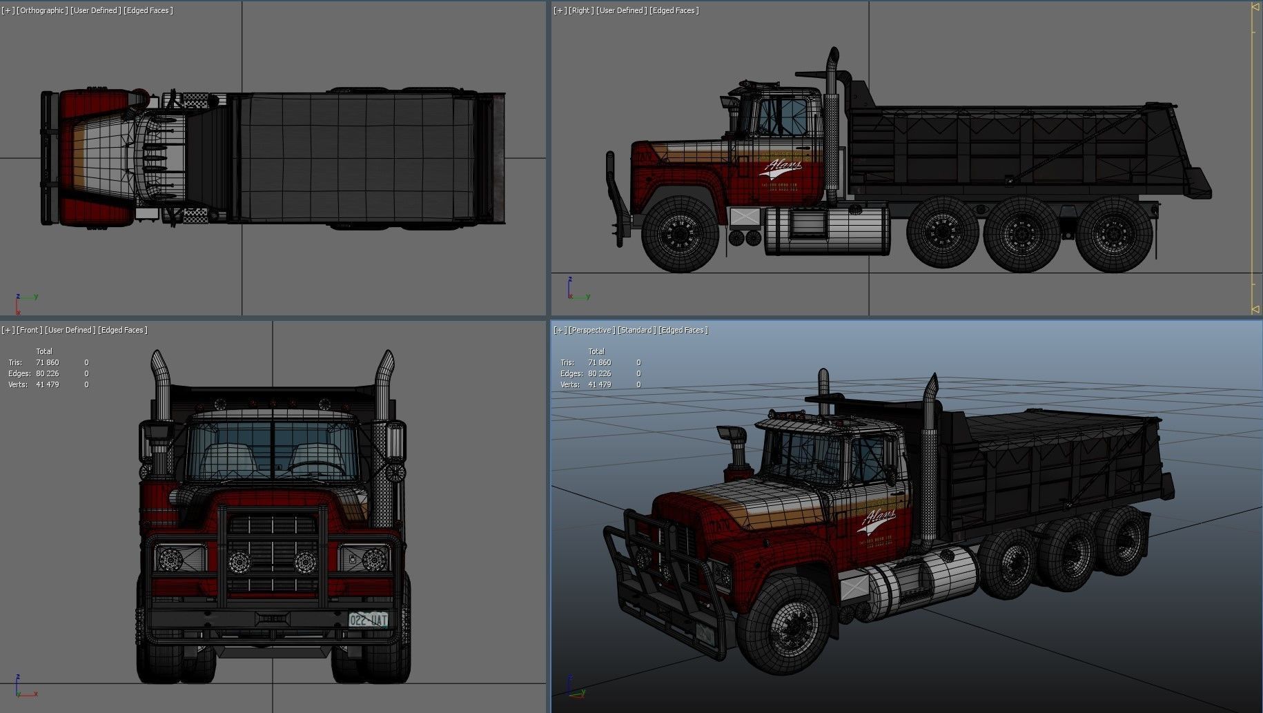 80s Industrial dump truck Low-poly 3D model_42