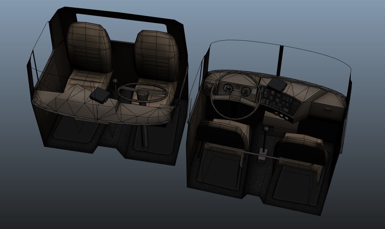 80s Industrial dump truck Low-poly 3D model_44