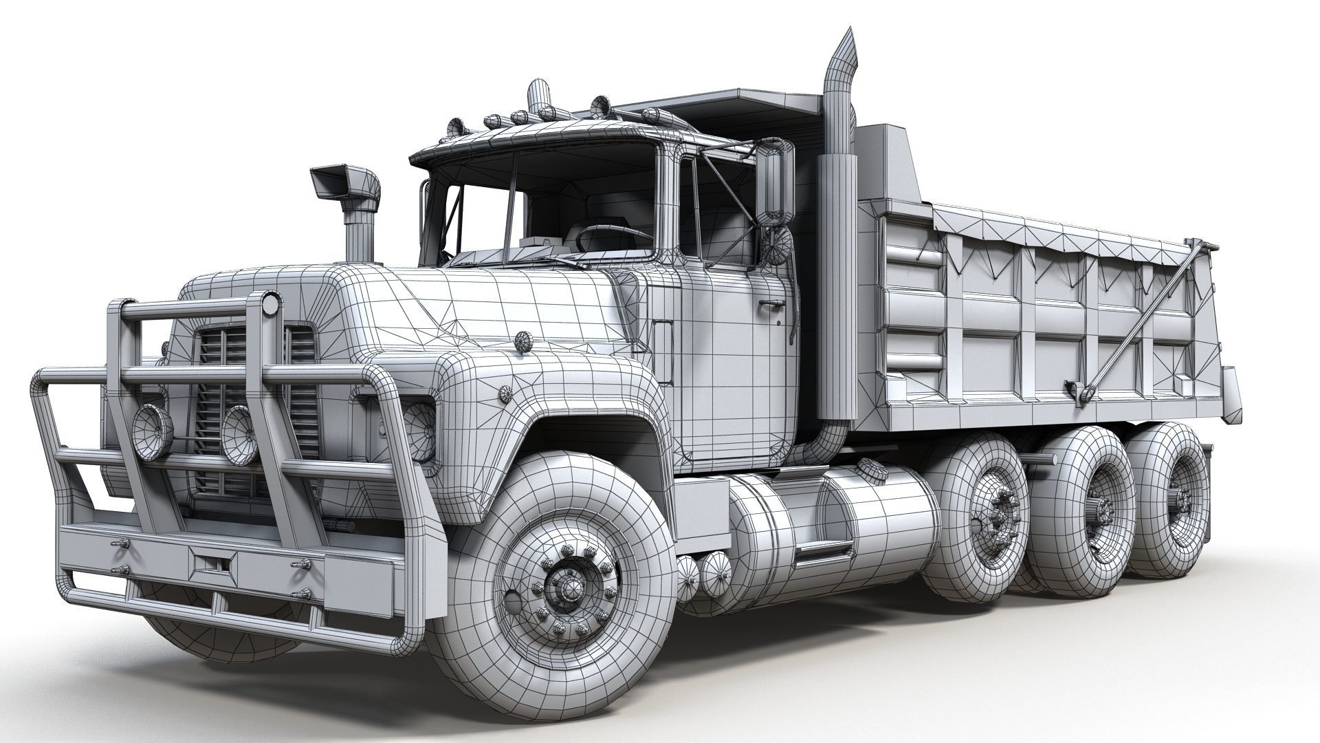 80s Industrial dump truck Low-poly 3D model_16