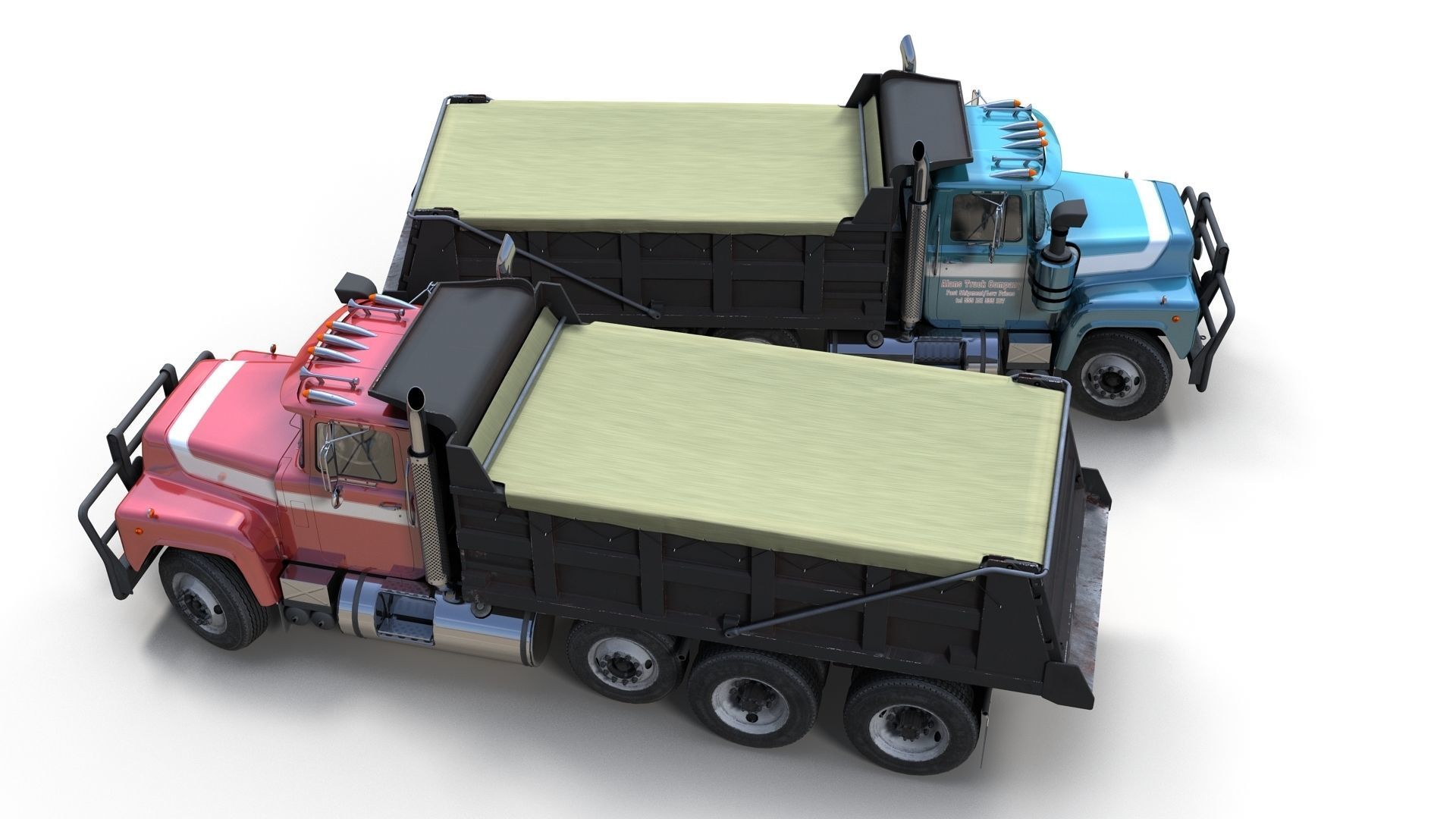 80s Industrial dump truck Low-poly 3D model_4