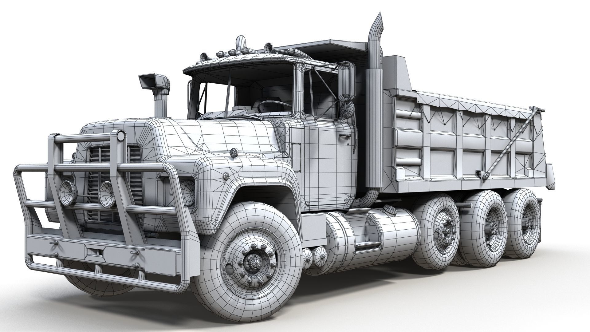 80s Industrial dump truck Low-poly 3D model_17