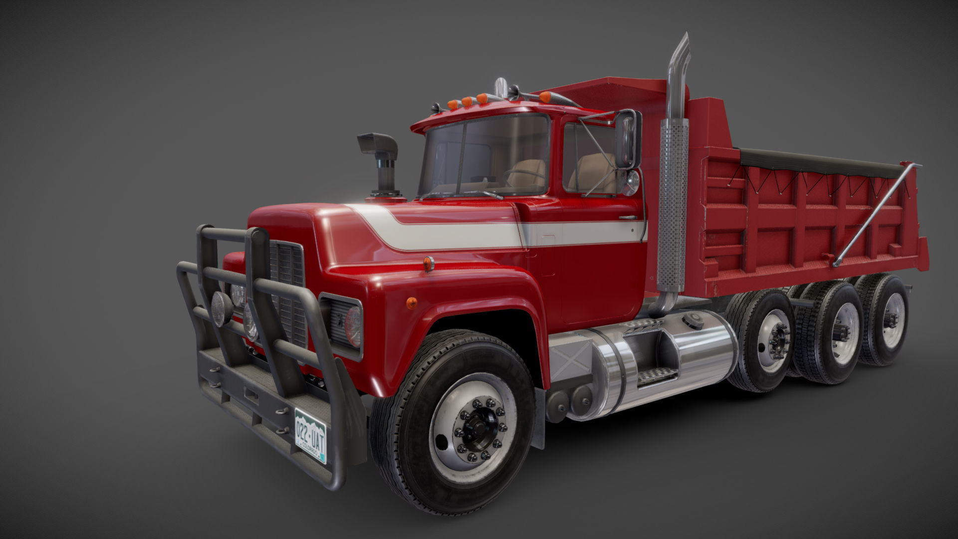 80s Industrial dump truck Low-poly 3D model_18