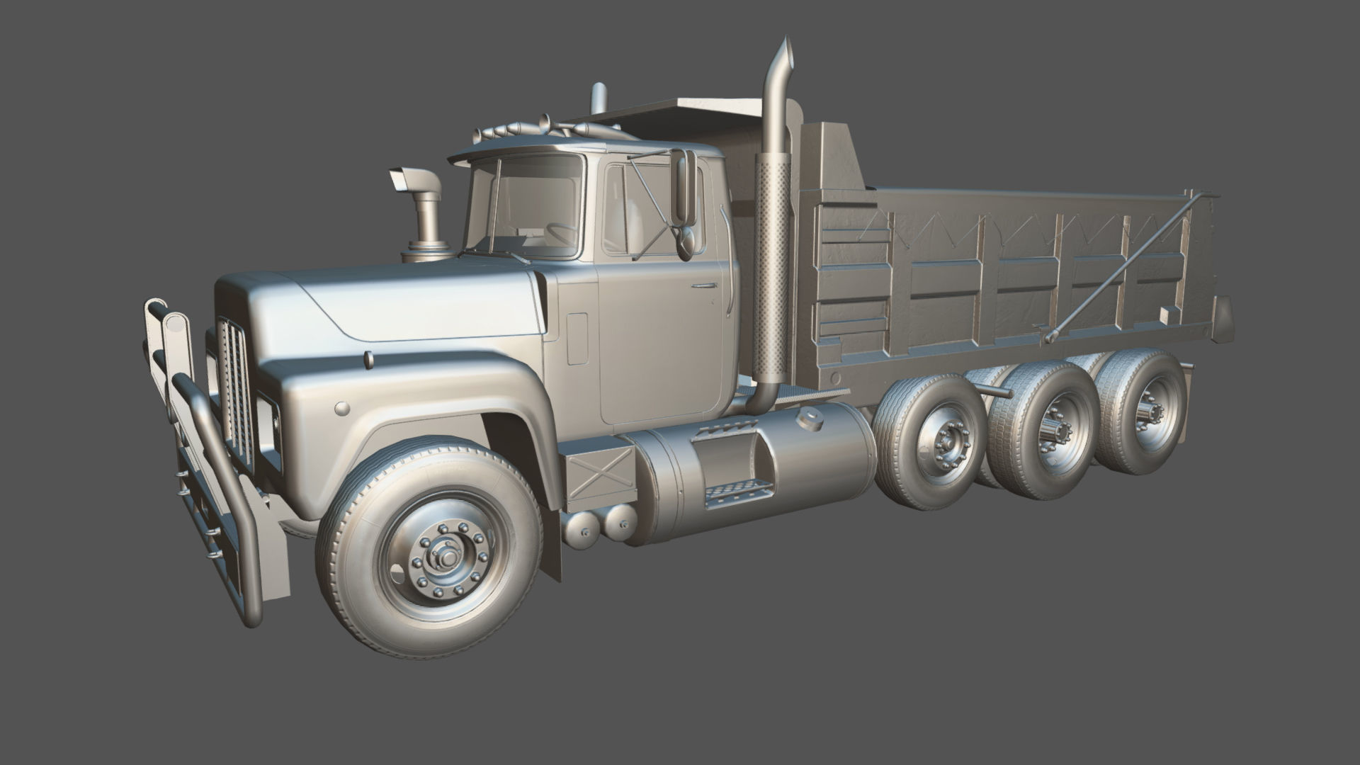 80s Industrial dump truck Low-poly 3D model_32