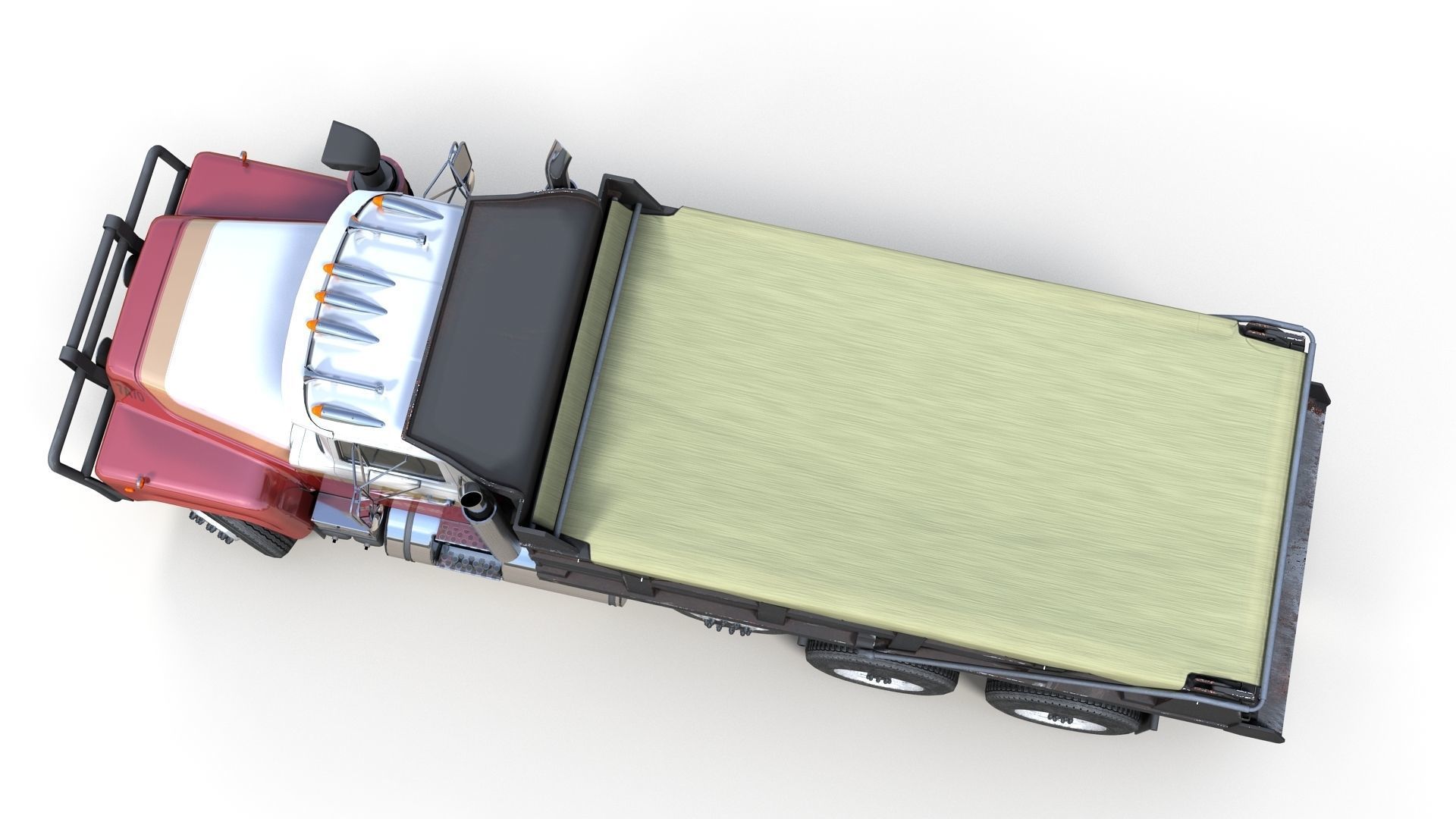 80s Industrial dump truck Low-poly 3D model_10