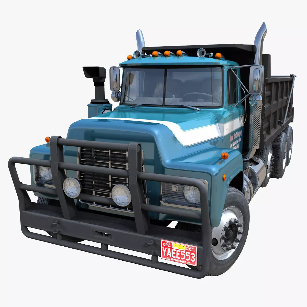 80s Industrial dump truck Low-poly 3D model_0
