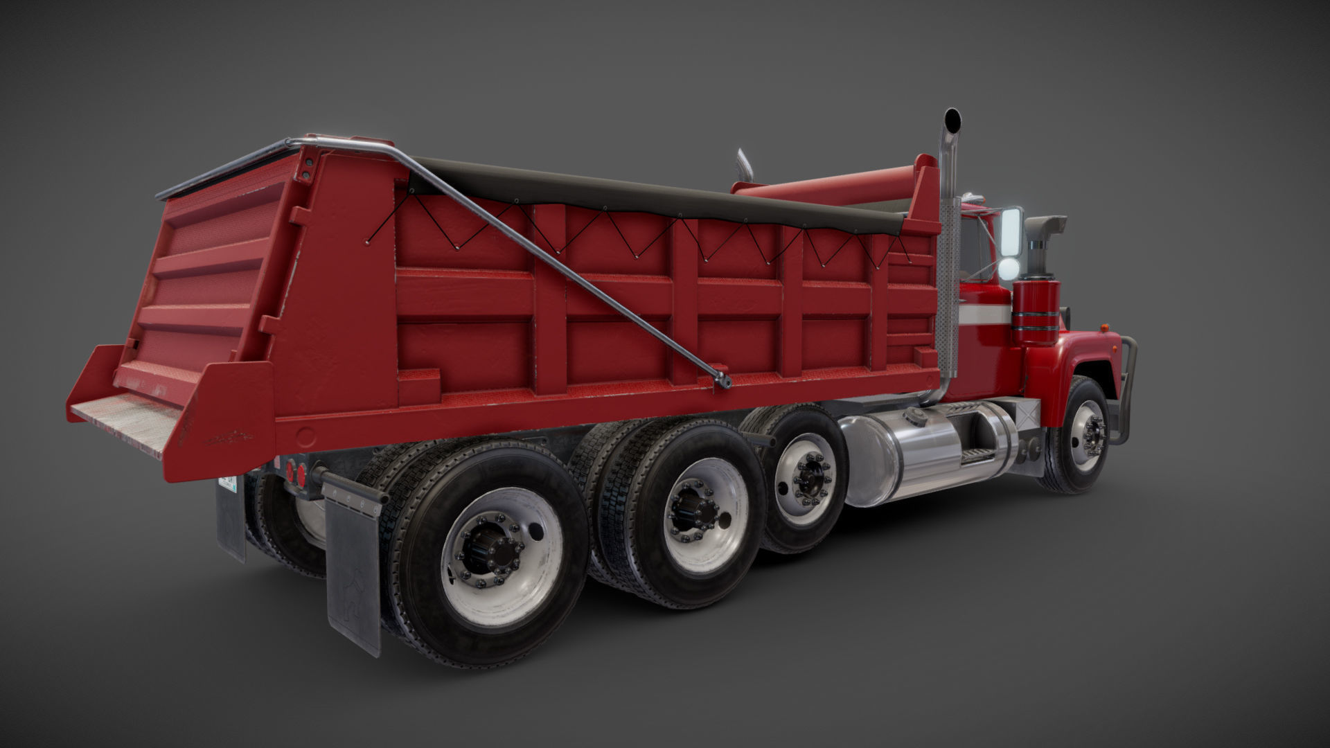 80s Industrial dump truck Low-poly 3D model_28