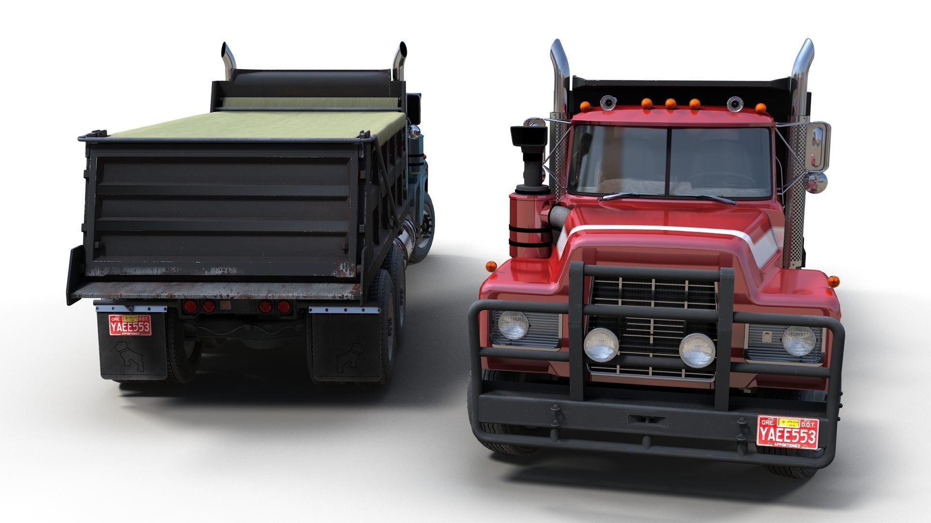80s Industrial dump truck Low-poly 3D model_3