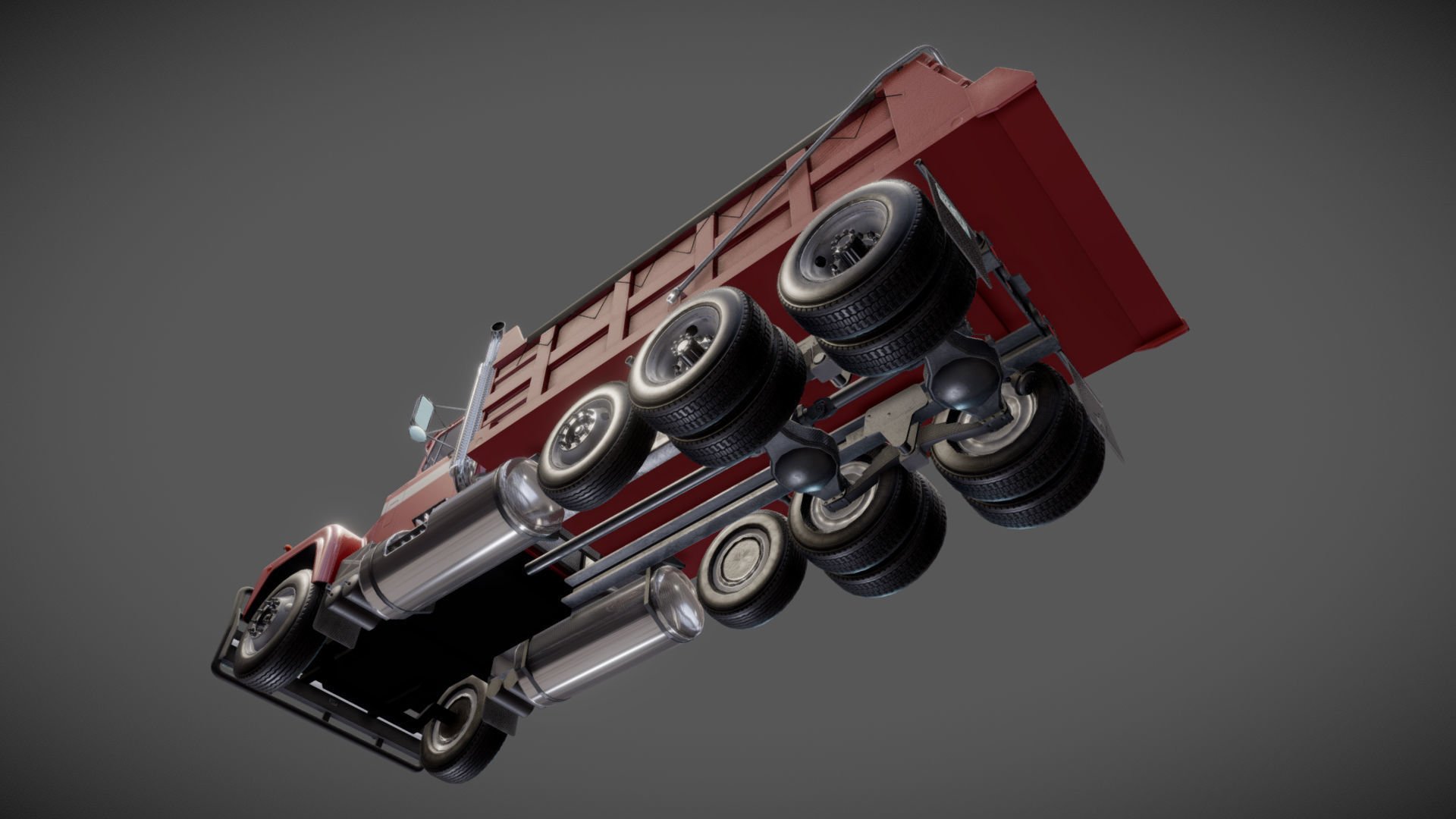 80s Industrial dump truck Low-poly 3D model_24