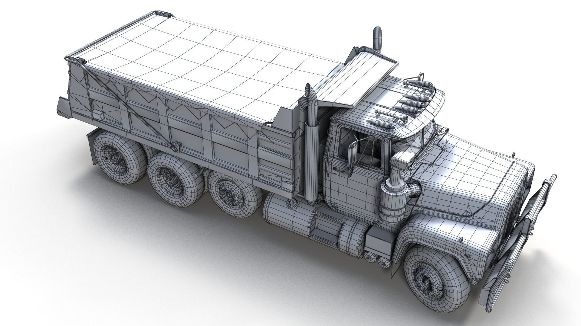 80s Industrial dump truck Low-poly 3D model_13