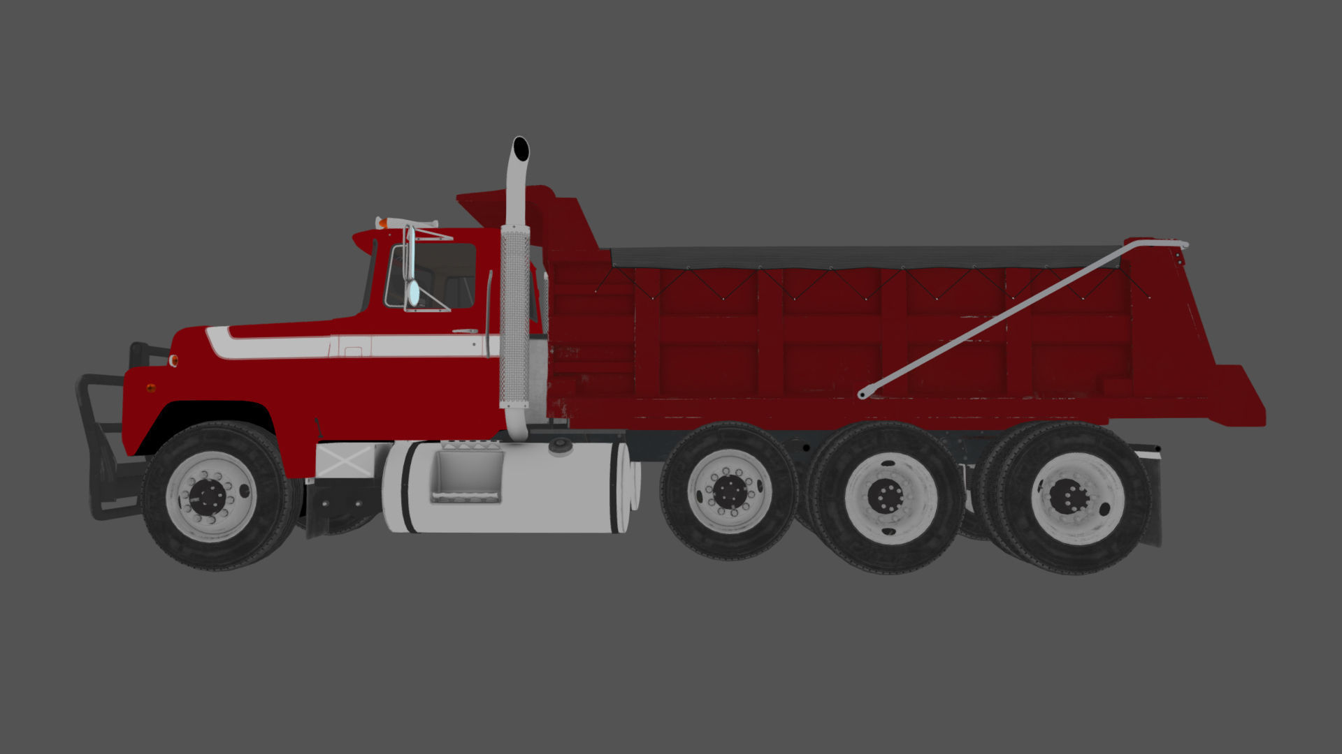80s Industrial dump truck Low-poly 3D model_38