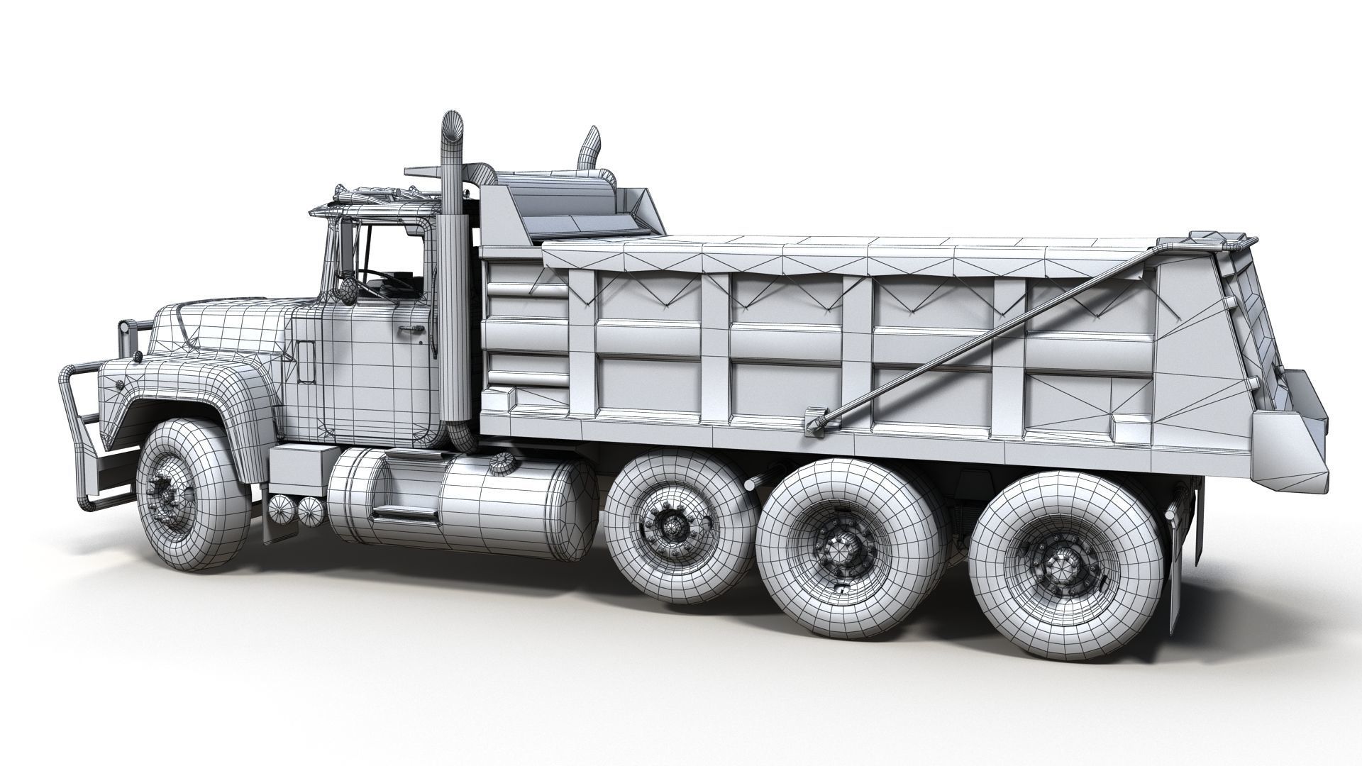80s Industrial dump truck Low-poly 3D model_14