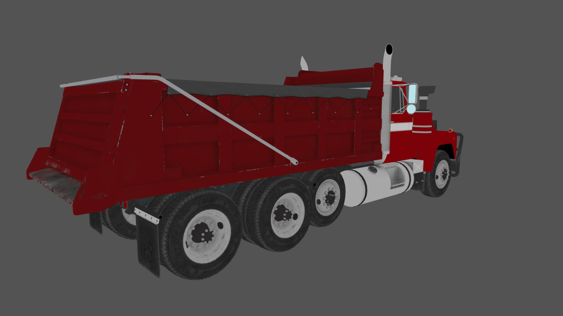 80s Industrial dump truck Low-poly 3D model_36
