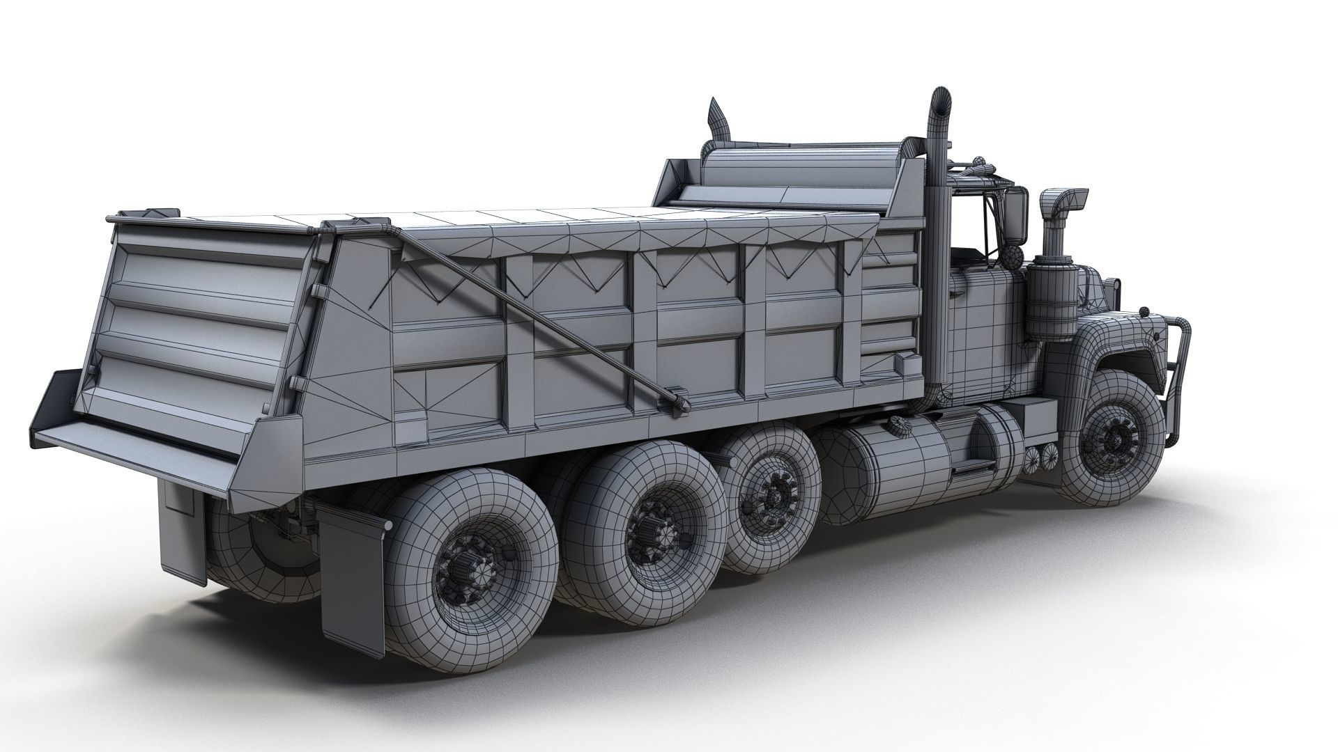 80s Industrial dump truck Low-poly 3D model_12