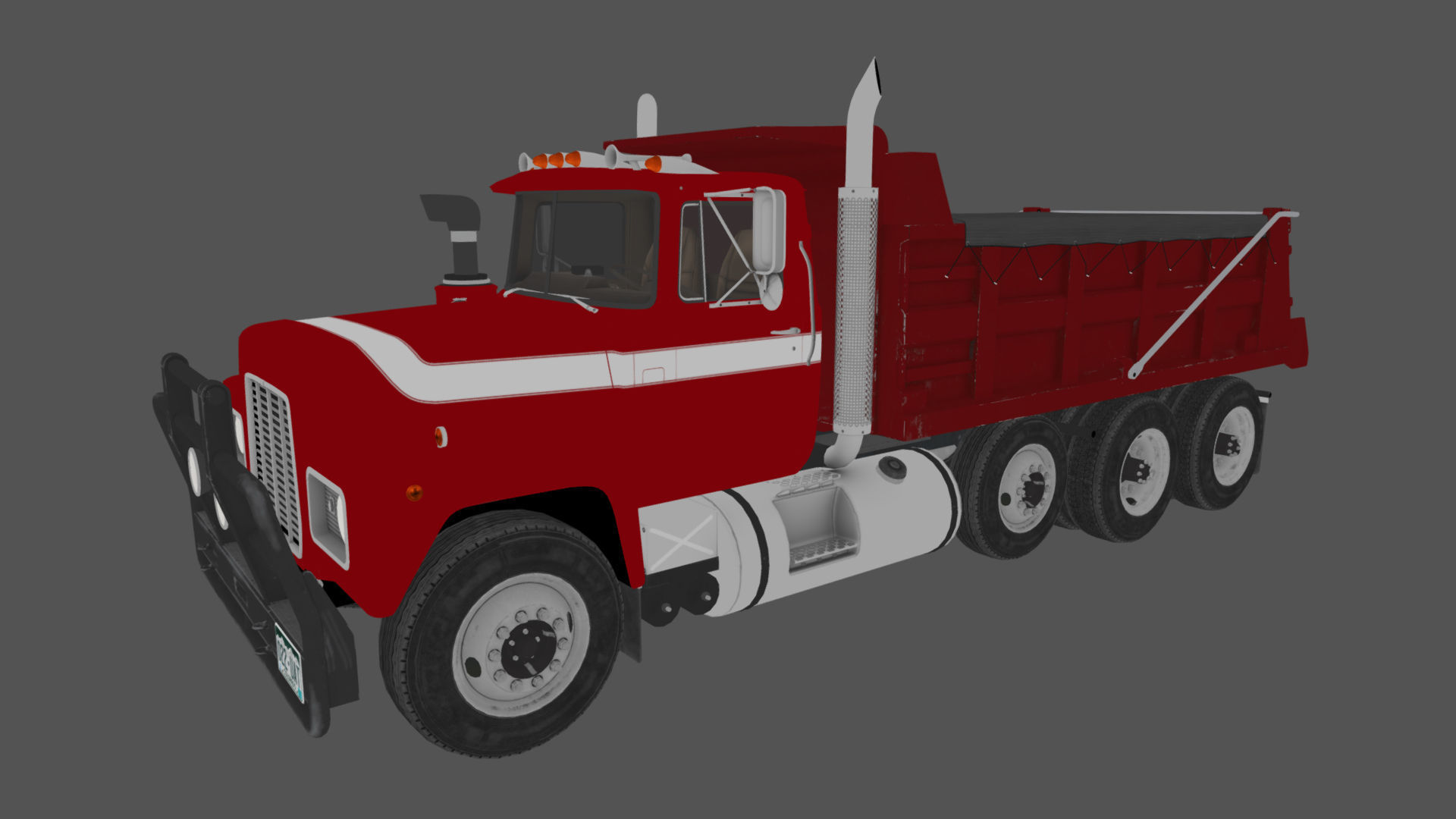 80s Industrial dump truck Low-poly 3D model_35