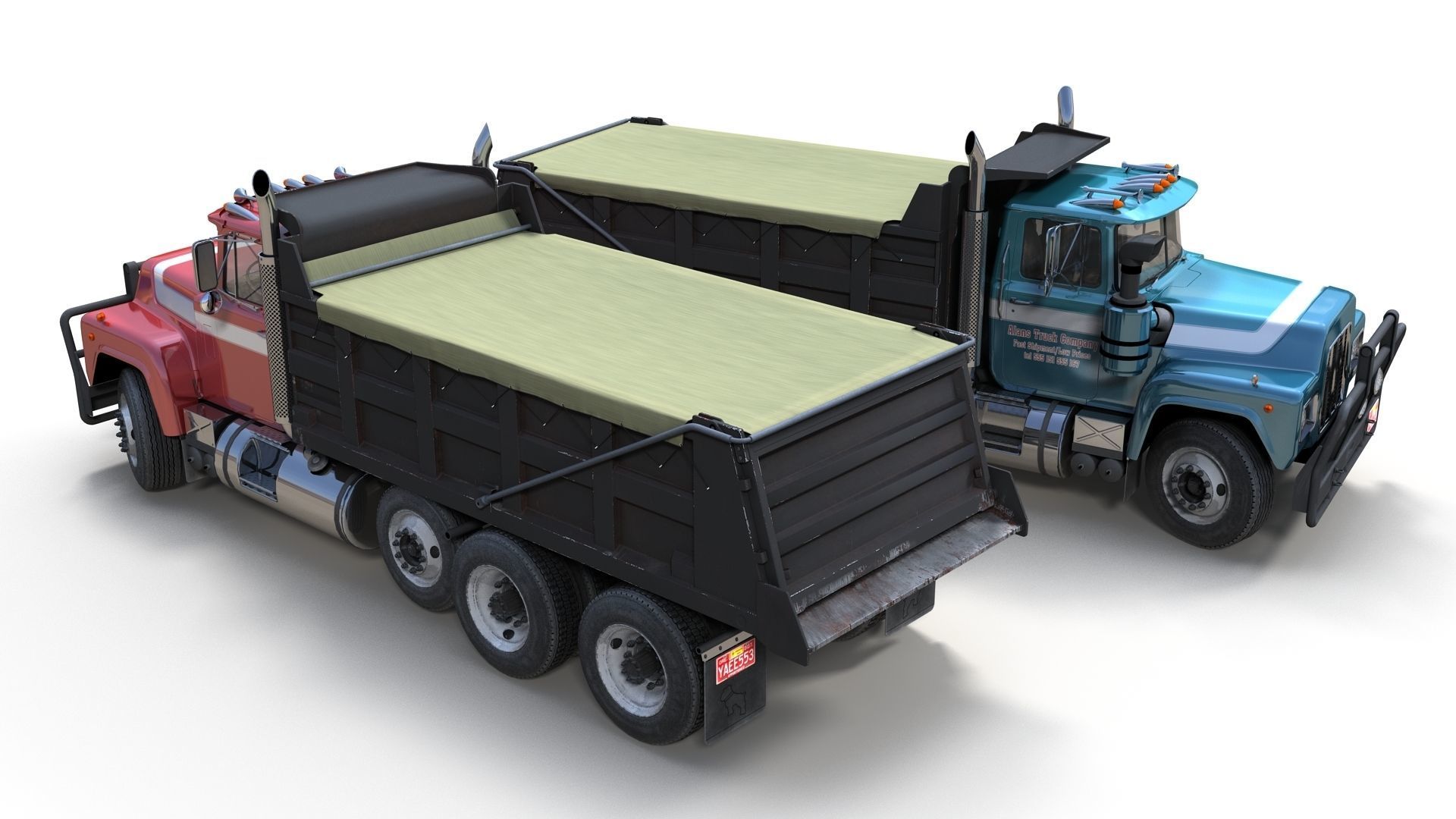 80s Industrial dump truck Low-poly 3D model_2