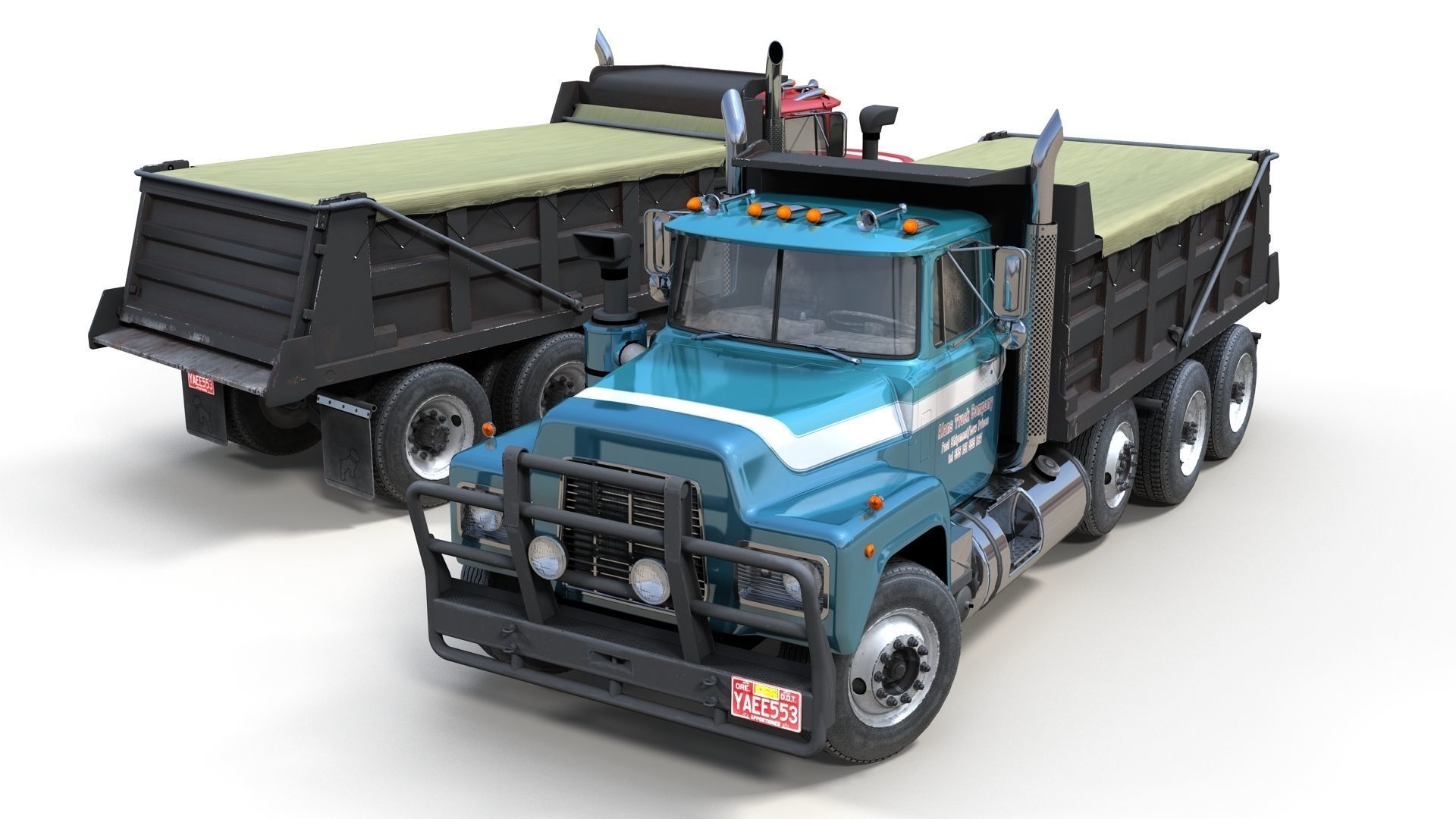 80s Industrial dump truck Low-poly 3D model_1