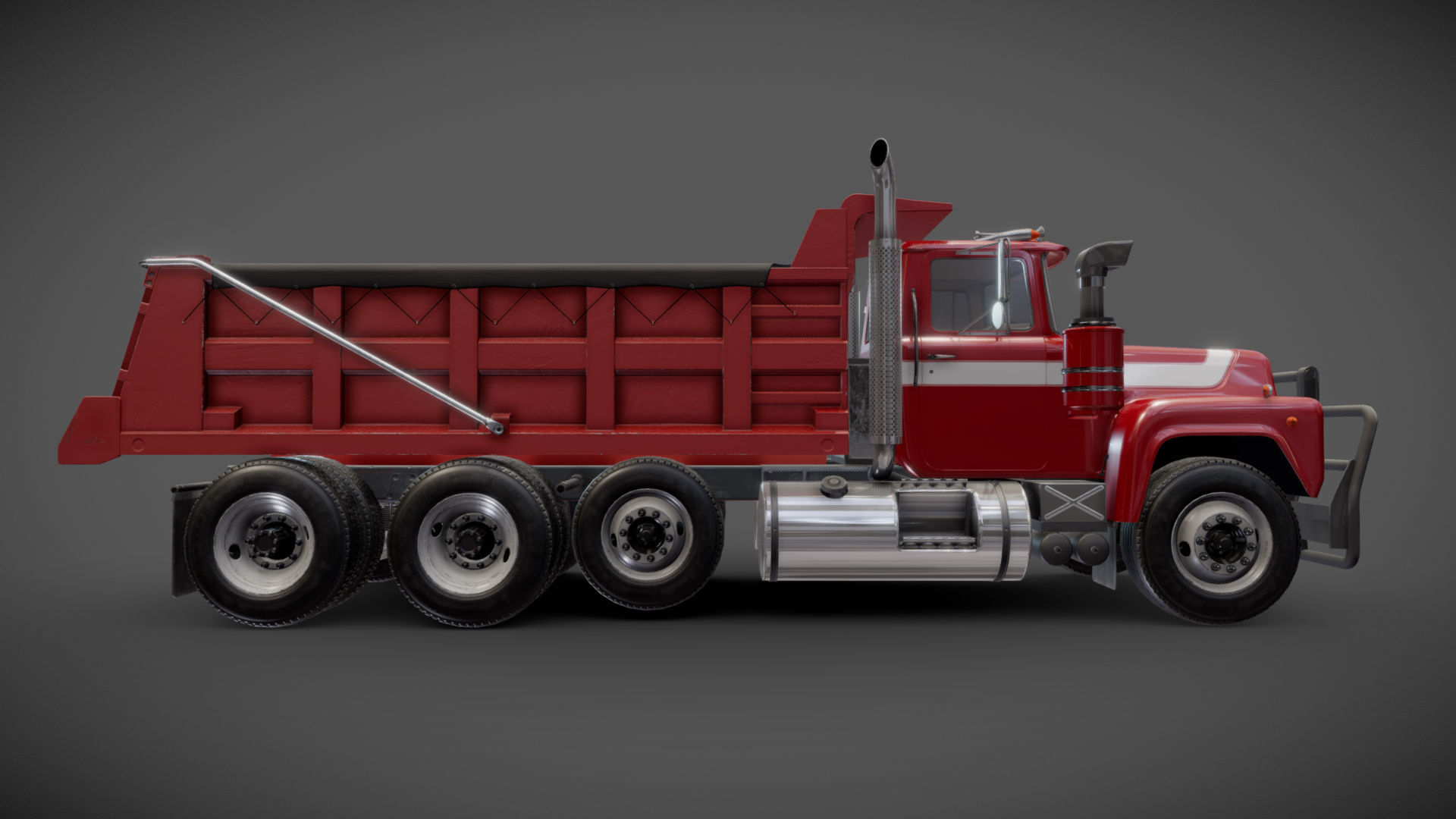80s Industrial dump truck Low-poly 3D model_20
