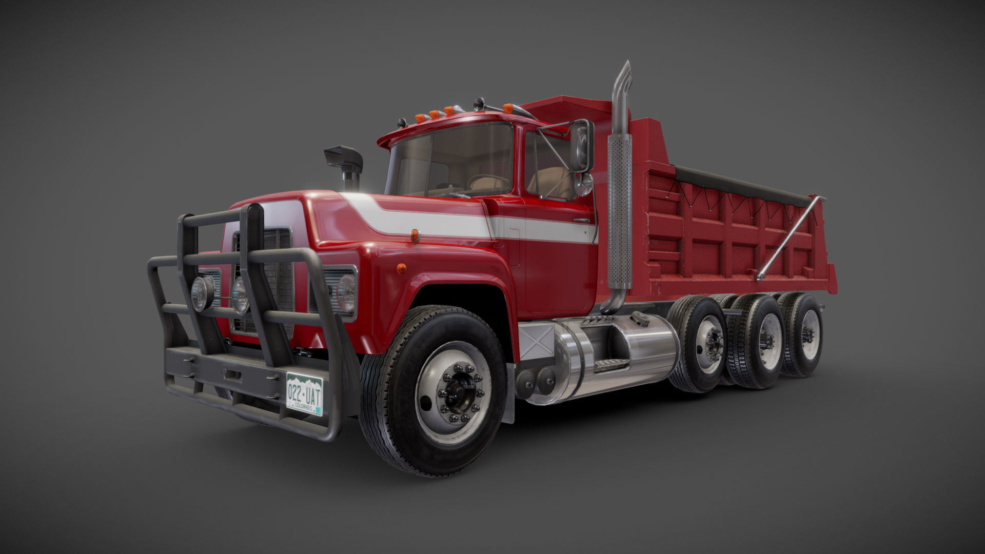 80s Industrial dump truck Low-poly 3D model_26
