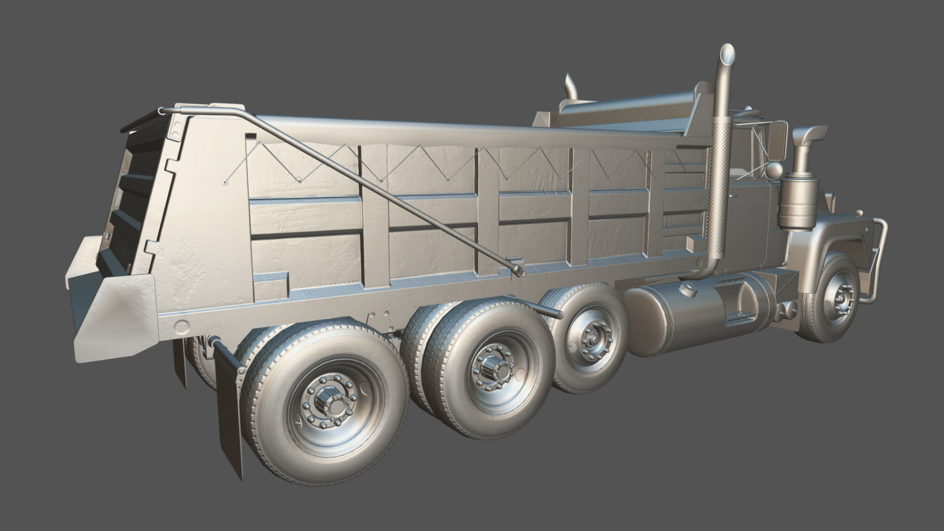 80s Industrial dump truck Low-poly 3D model_33