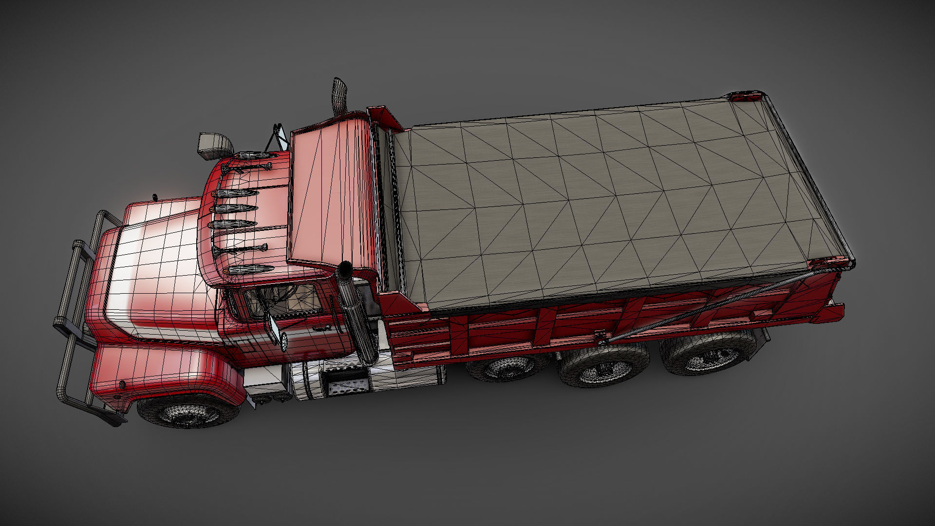 80s Industrial dump truck Low-poly 3D model_31