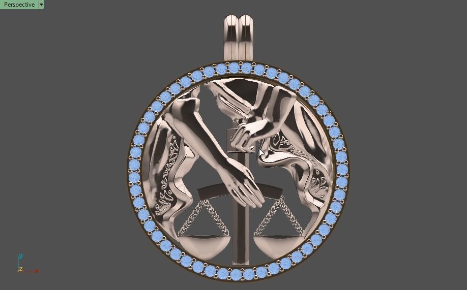 libra pendant 3D print model_10