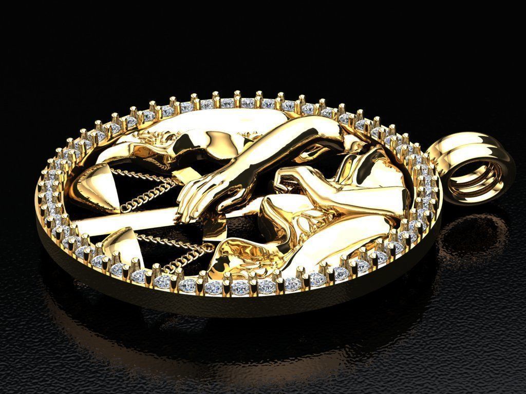 libra pendant 3D print model_2