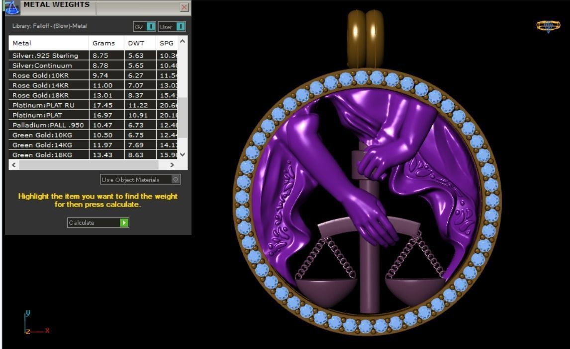 libra pendant 3D print model_14