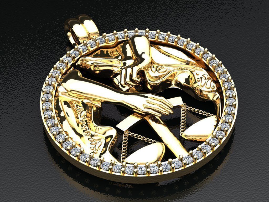 libra pendant 3D print model_1