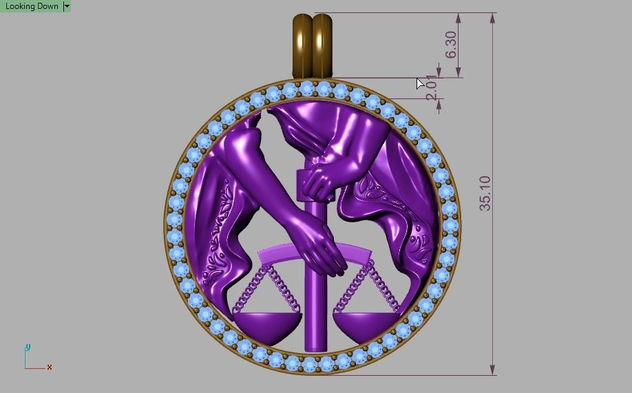 libra pendant 3D print model_8
