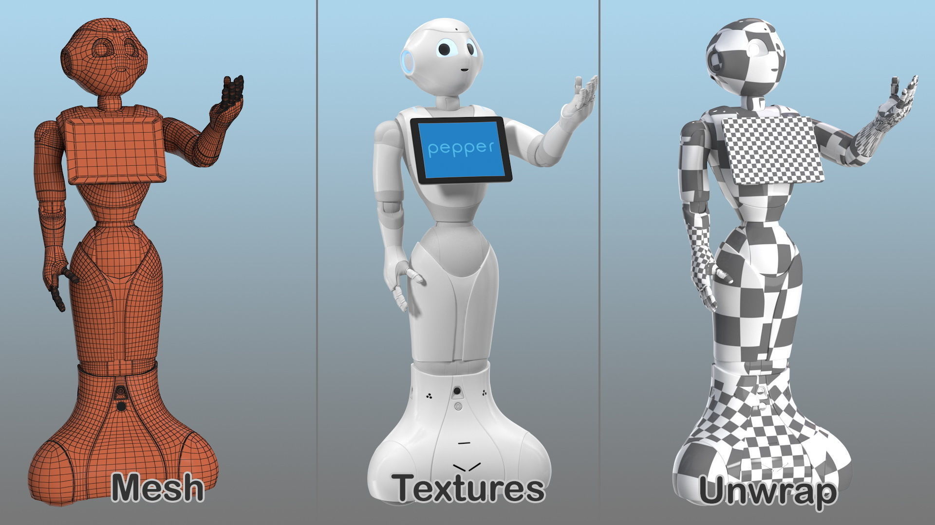 Pepper Robot Rigged 3D model_16