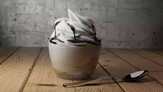 Soft ice-cream in glass 3D model