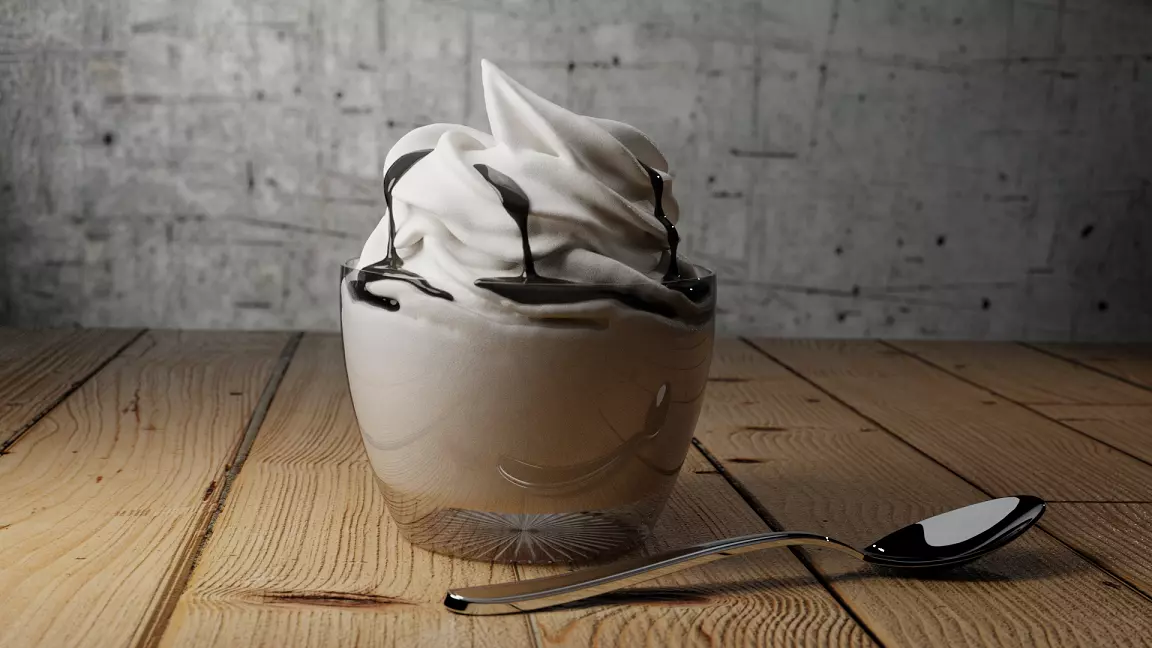 Soft ice-cream in glass 3D model