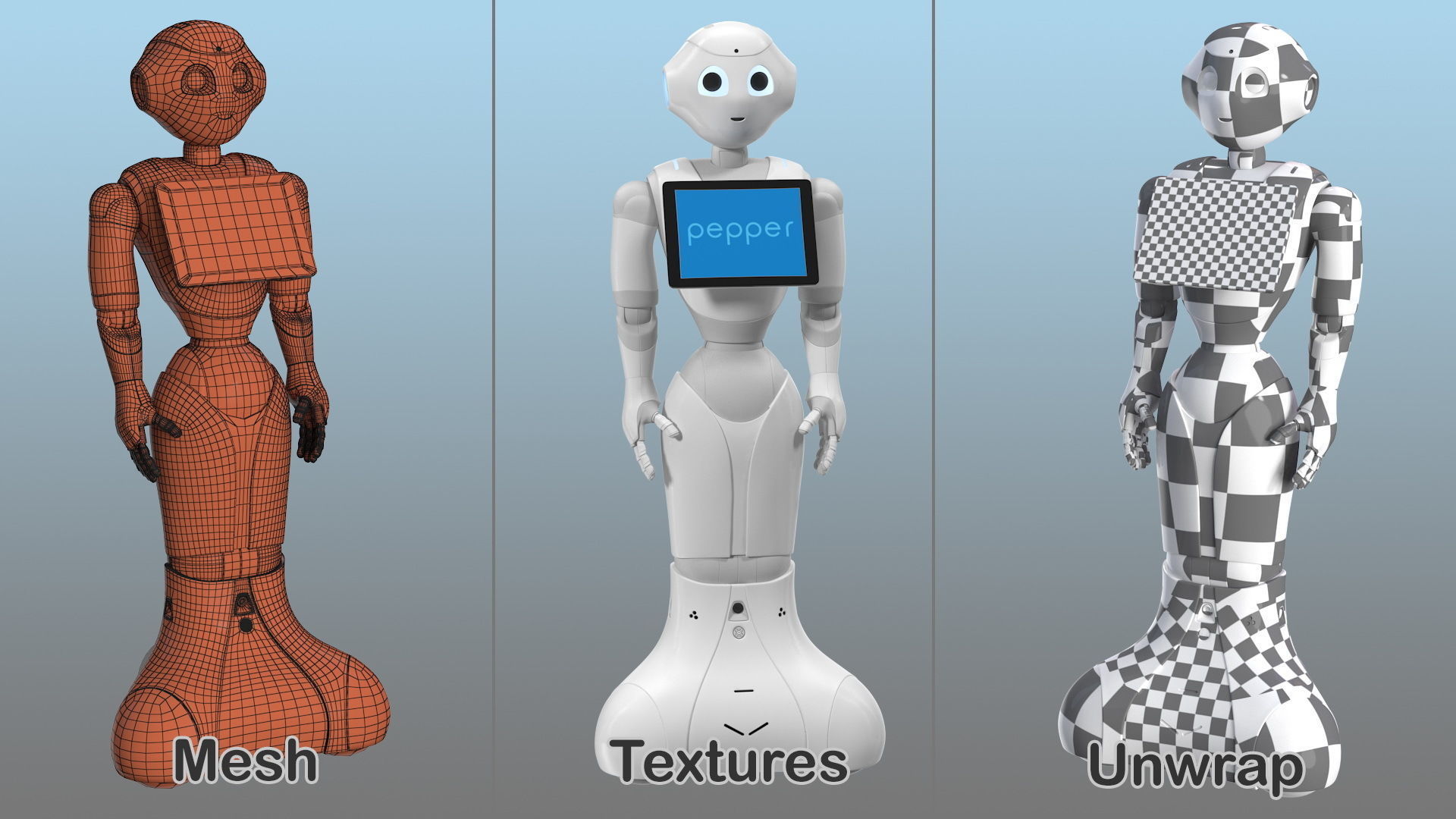 Pepper Robot Standing Pose 3D model_13