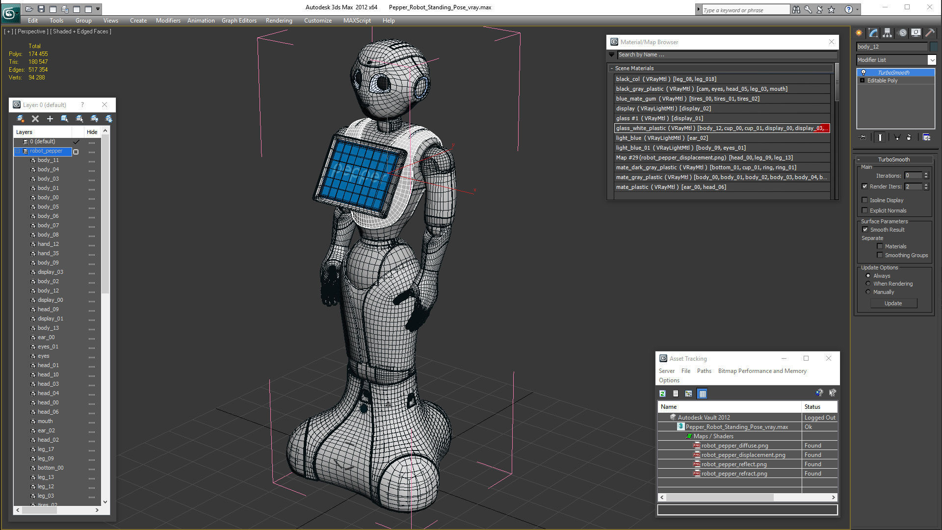 Pepper Robot Standing Pose 3D model_20