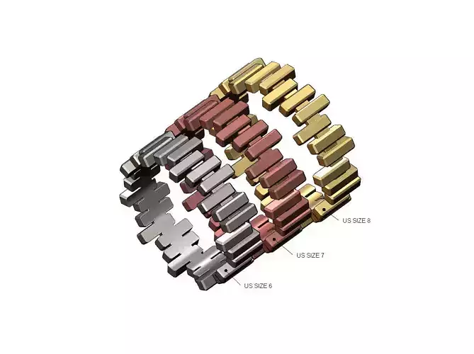 Modern gold bar pattern fashion band US size 6 7 8