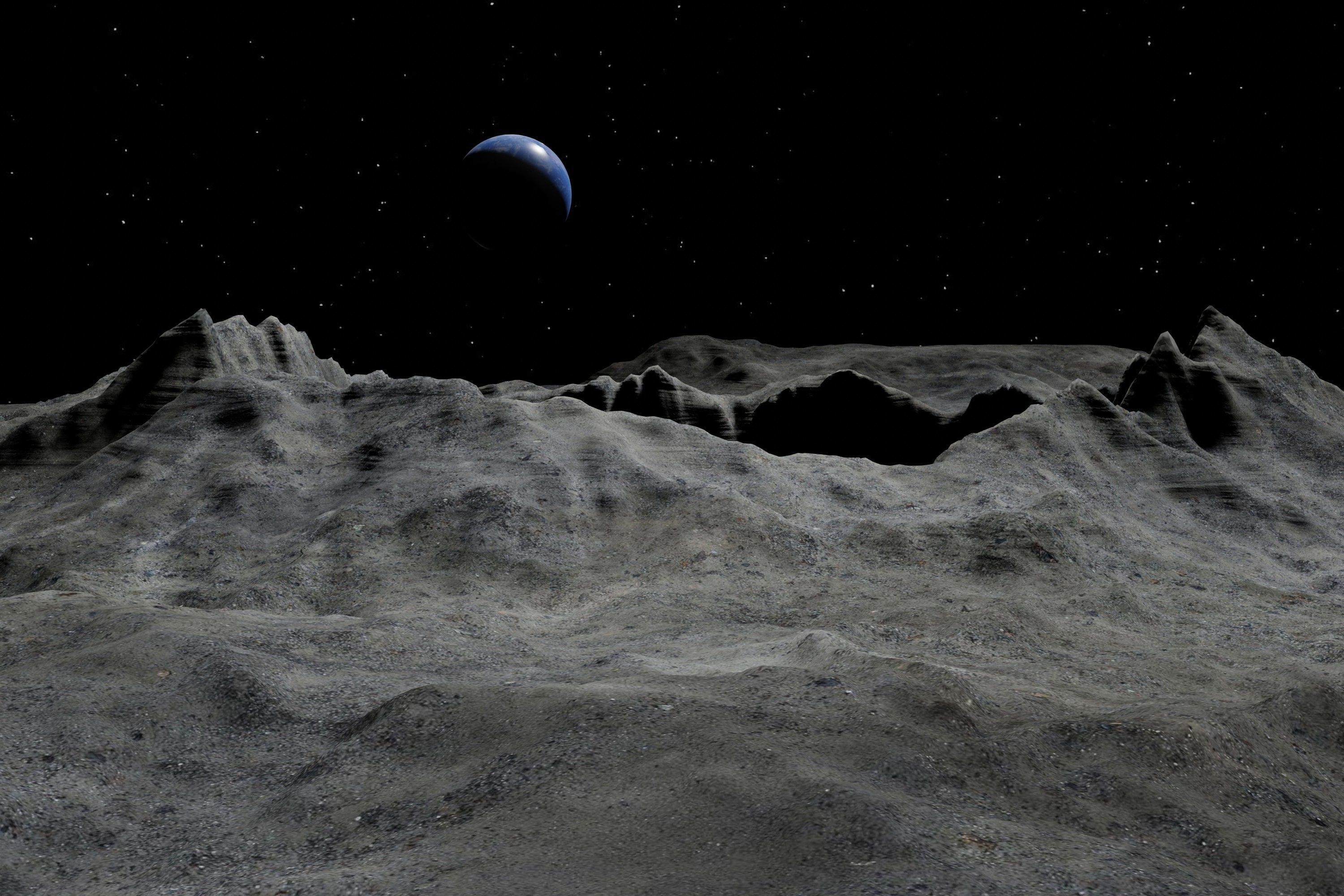 Alien Planet Moon Crater Sci-Fi Fantasy Scenery 3D model_9