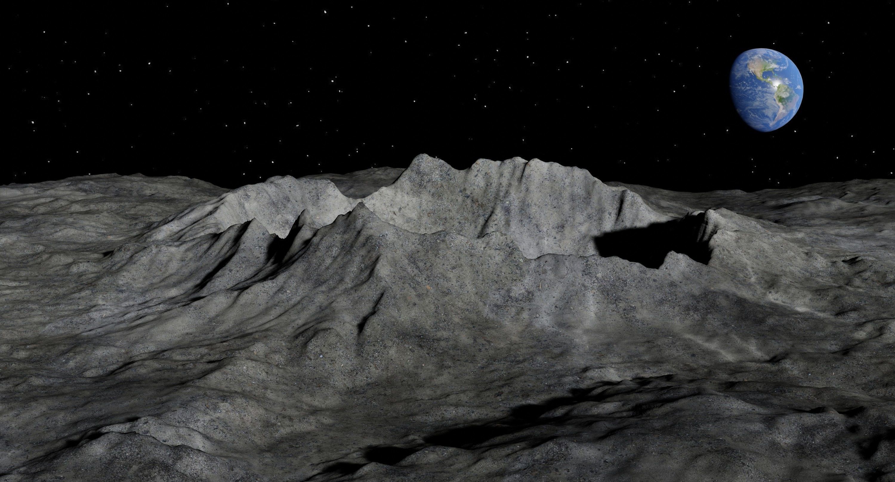 Alien Planet Moon Crater Sci-Fi Fantasy Scenery 3D model_7