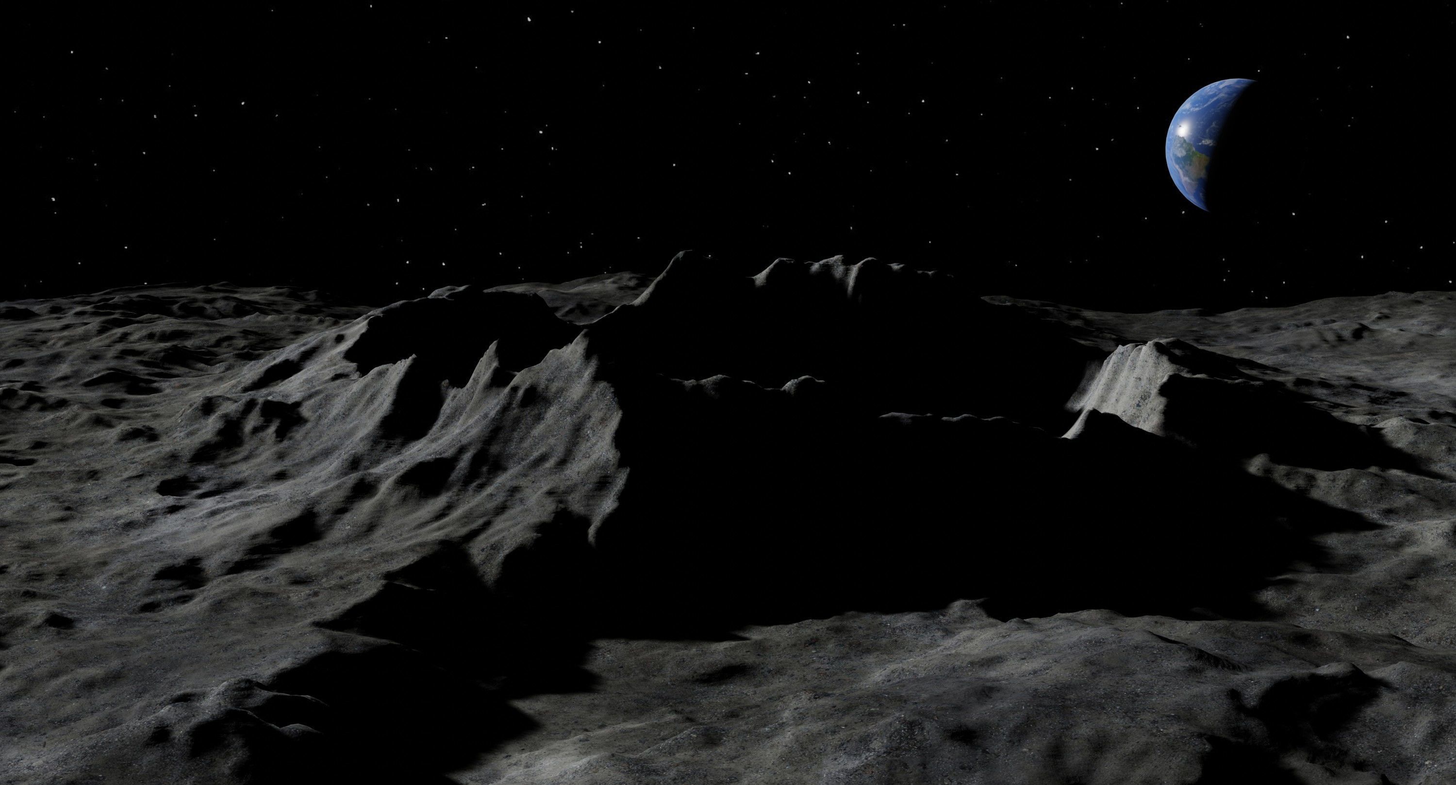 Alien Planet Moon Crater Sci-Fi Fantasy Scenery 3D model_11