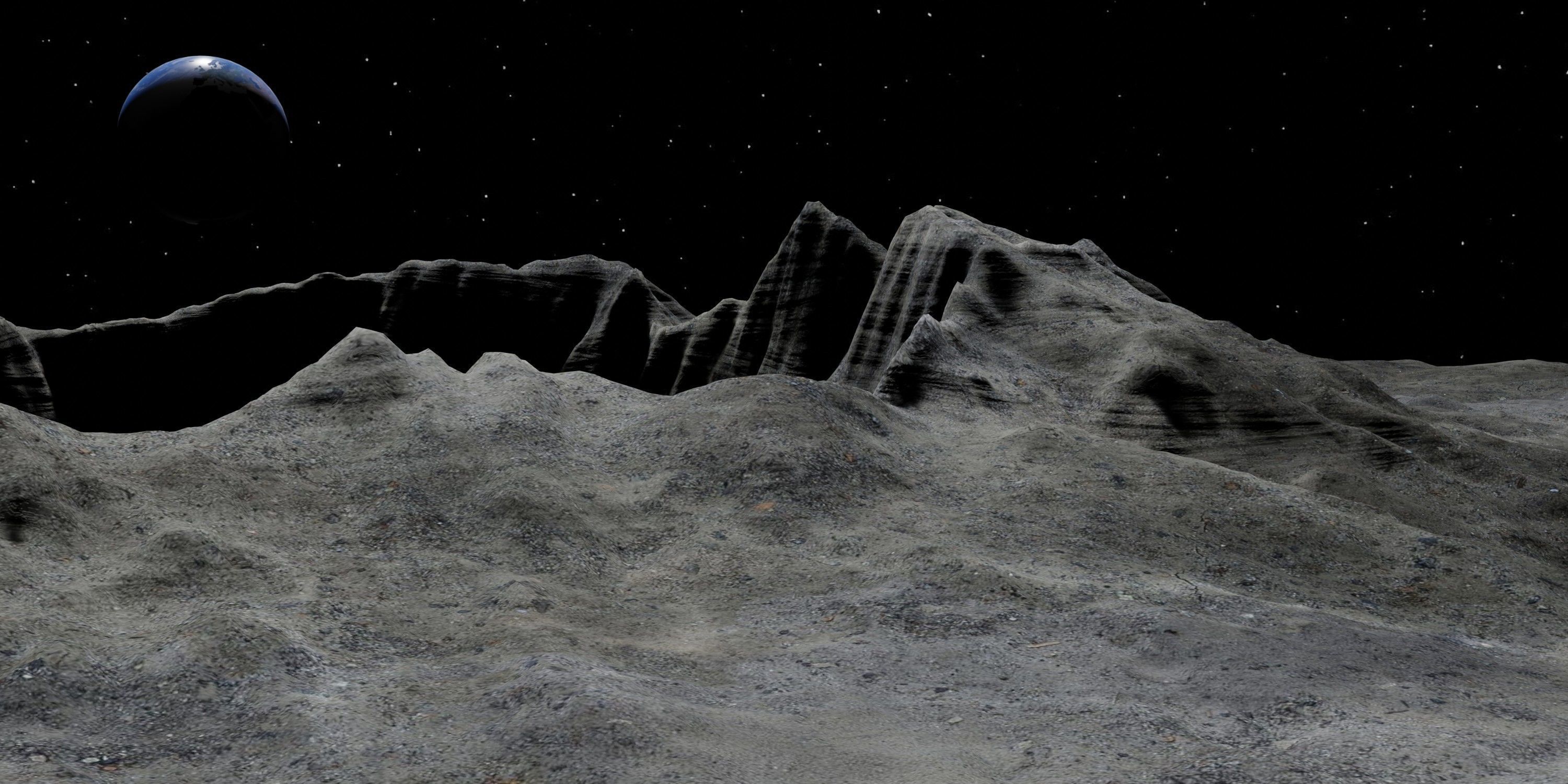Alien Planet Moon Crater Sci-Fi Fantasy Scenery 3D model_14
