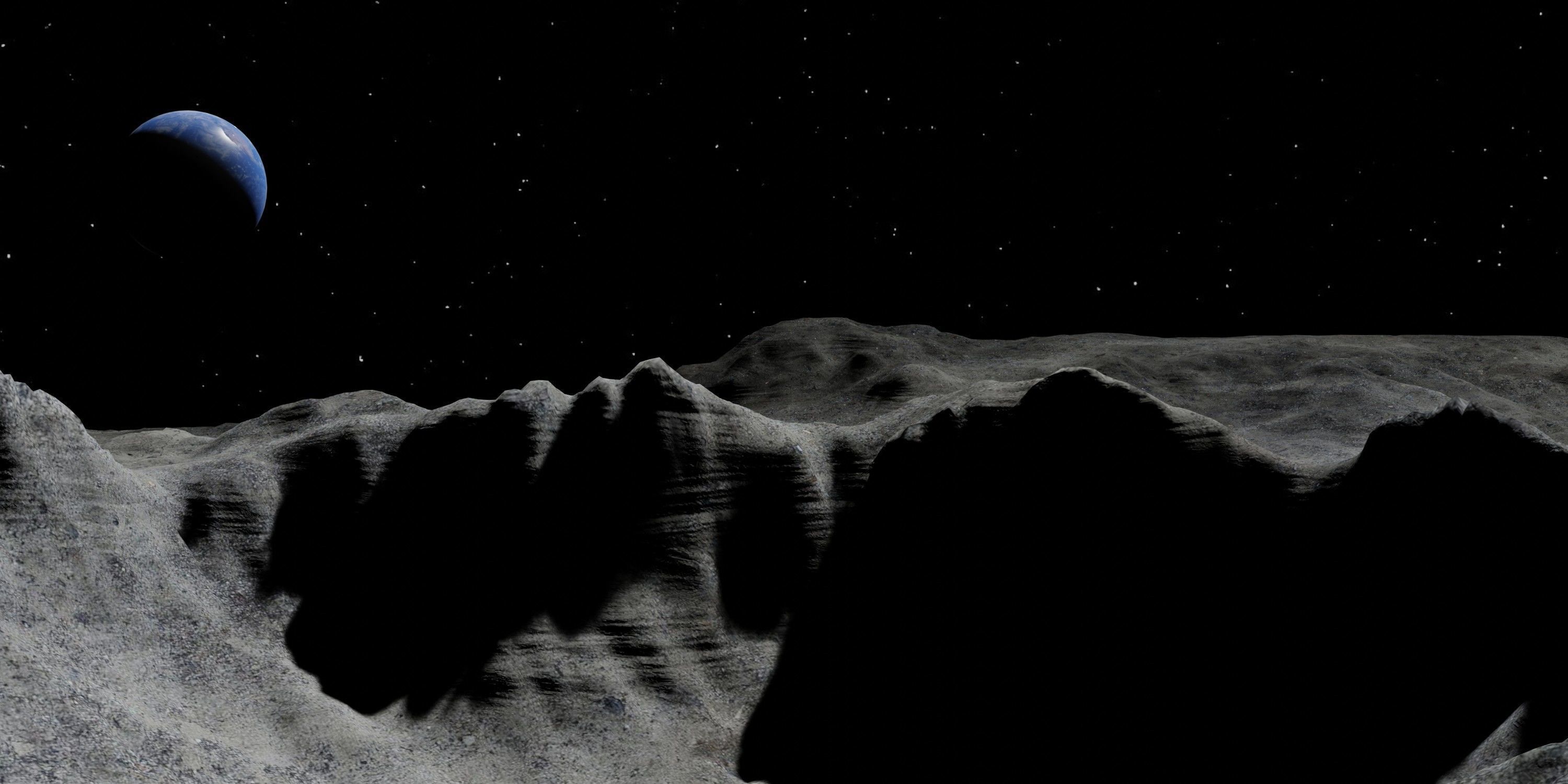 Alien Planet Moon Crater Sci-Fi Fantasy Scenery 3D model_13