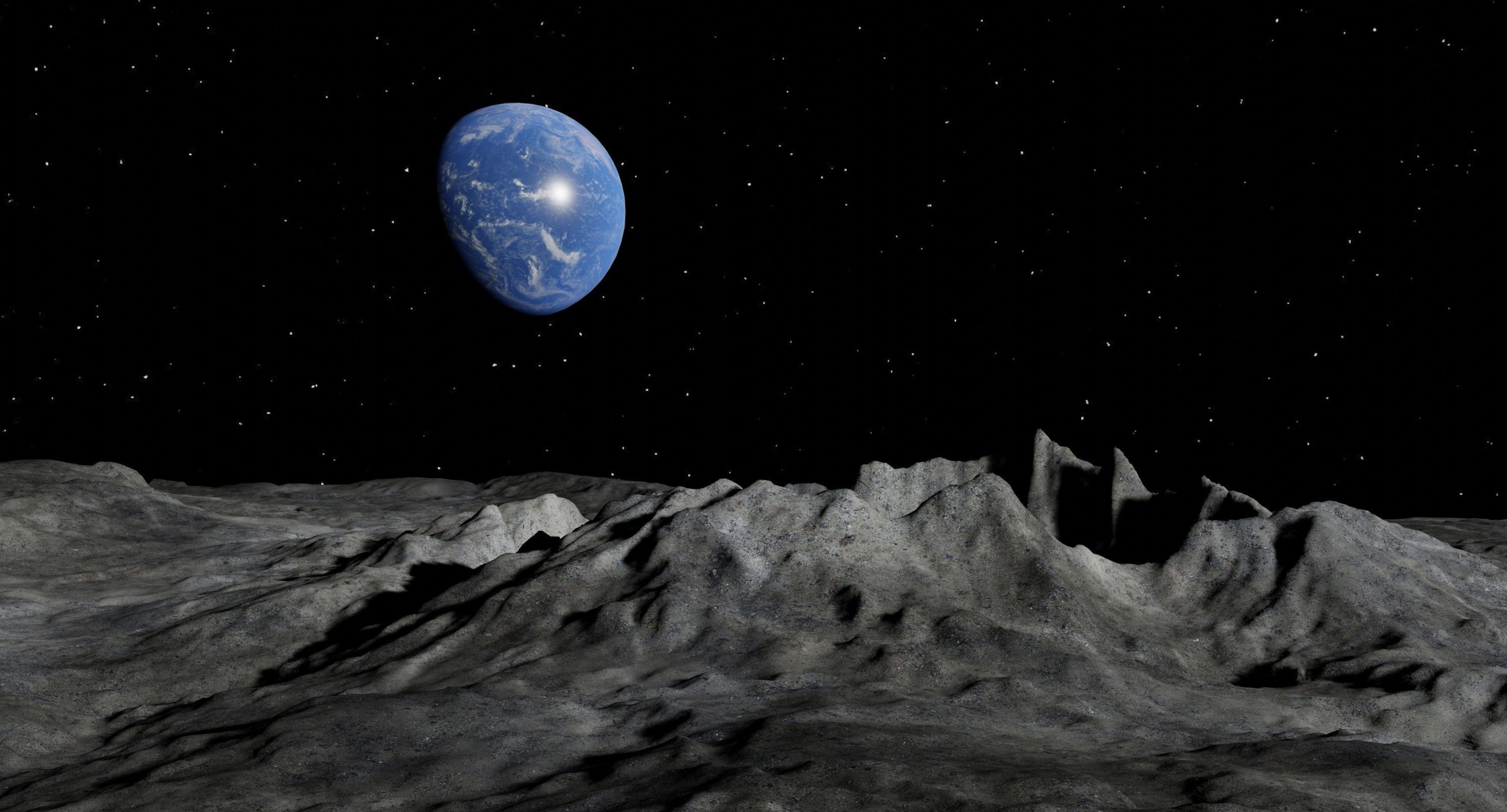 Alien Planet Moon Crater Sci-Fi Fantasy Scenery 3D model_8